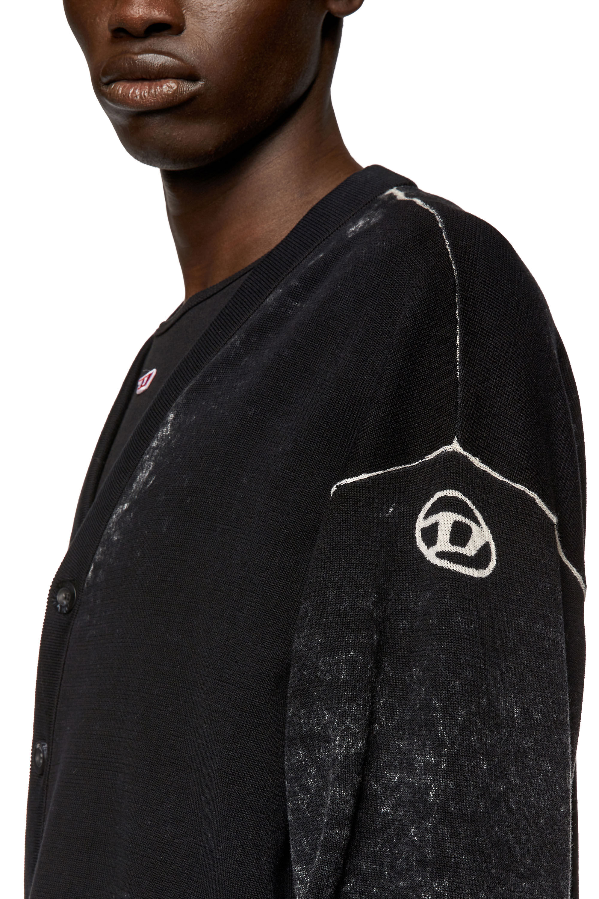 Men's Reverse-print cotton cardigan | Black | Diesel