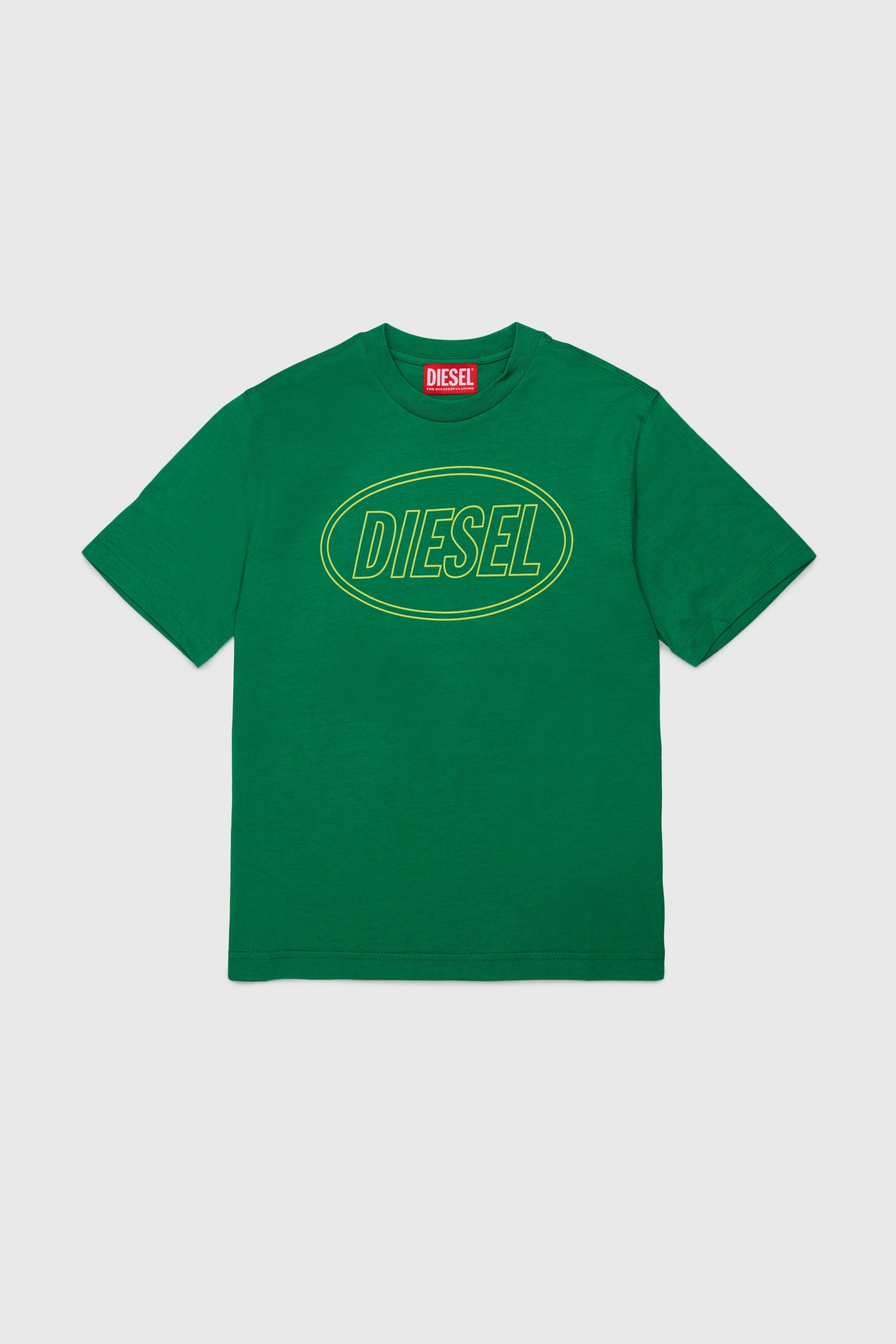 Diesel - TCIRCLE OVER, Man's Cotton T-shirt with Diesel print in Green - 1
