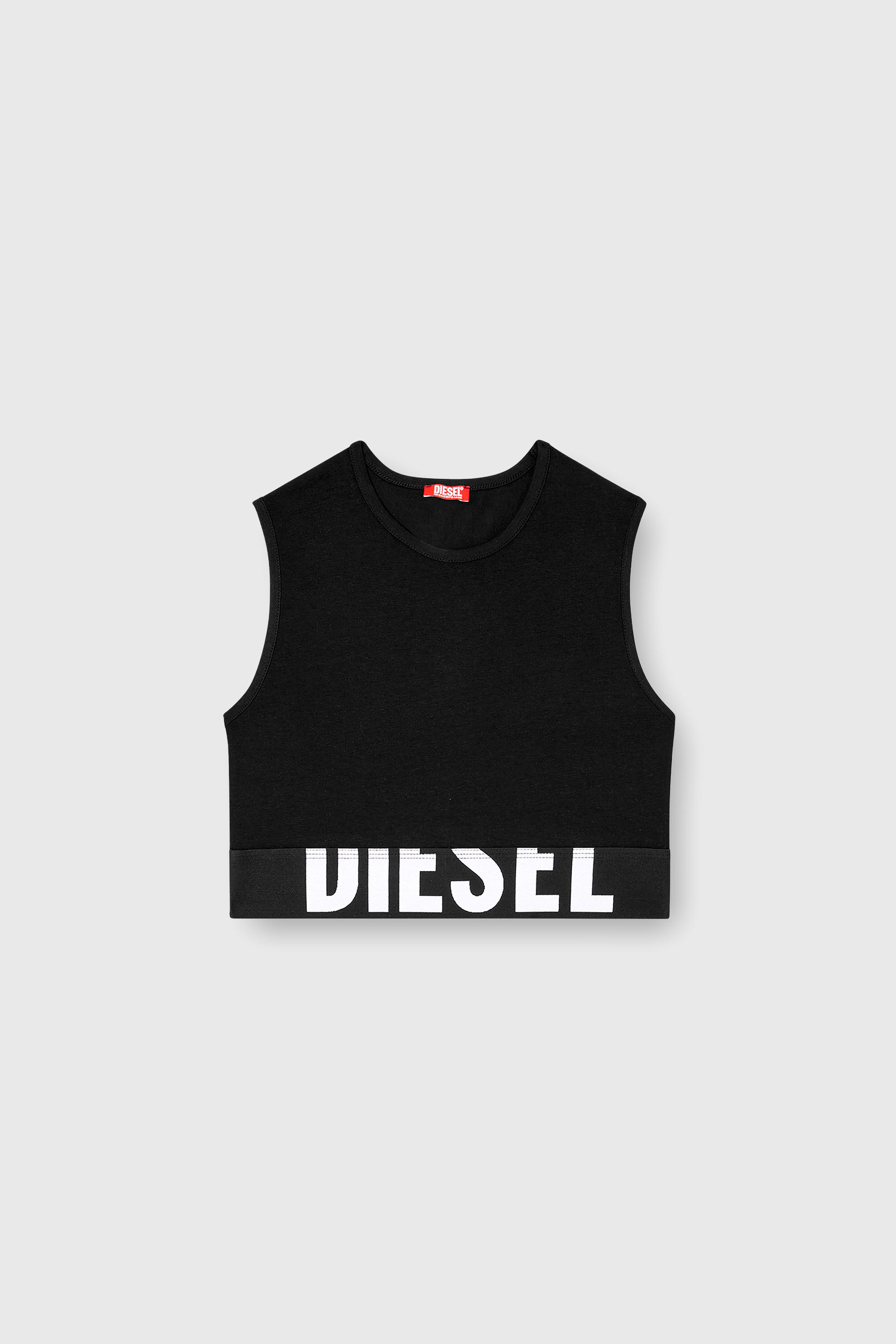 Women's Cropped tank top with cut-off logo | Black | Diesel