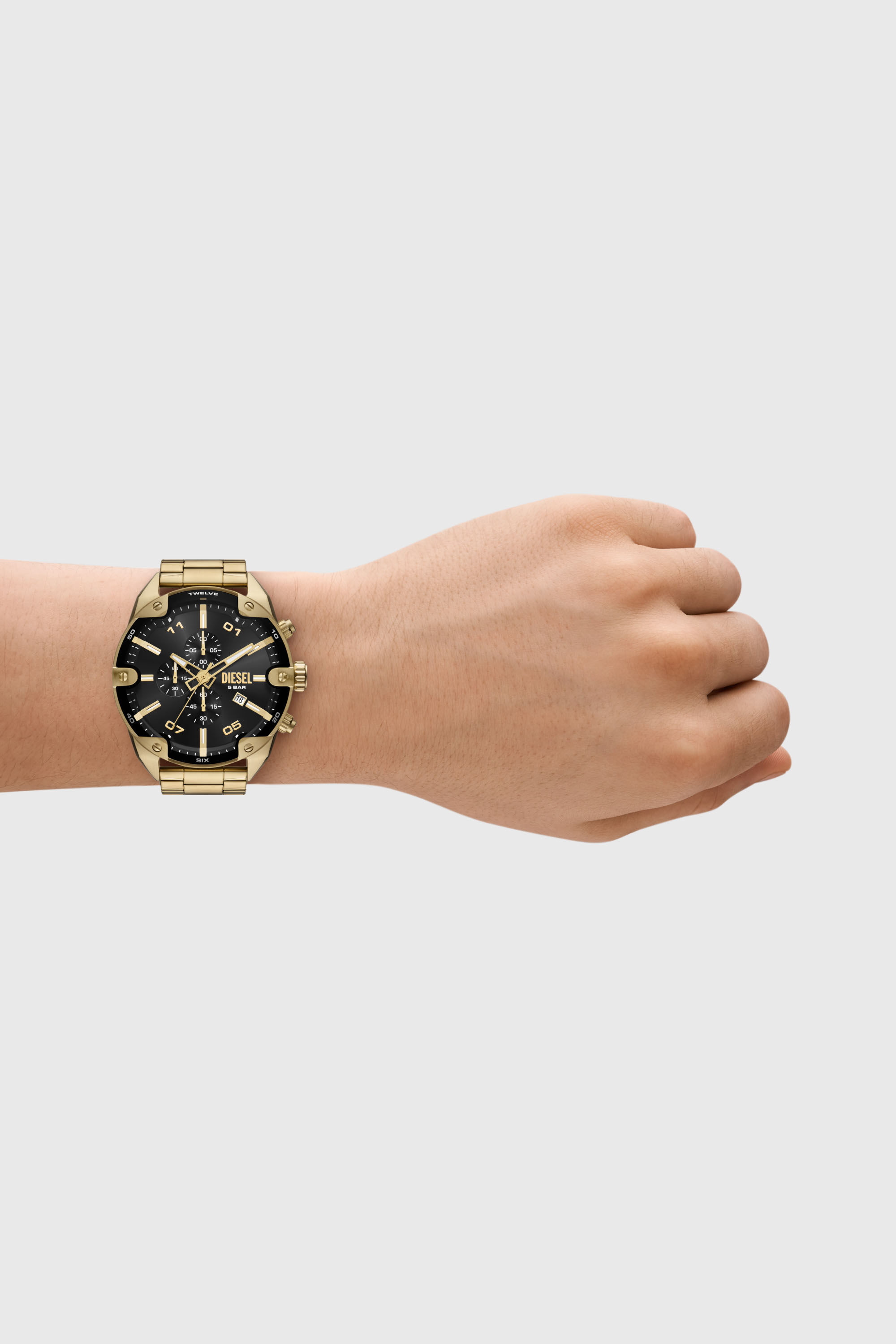 Men's Diesel Spiked Chronograph Gold-Tone Stainless Steel Watch