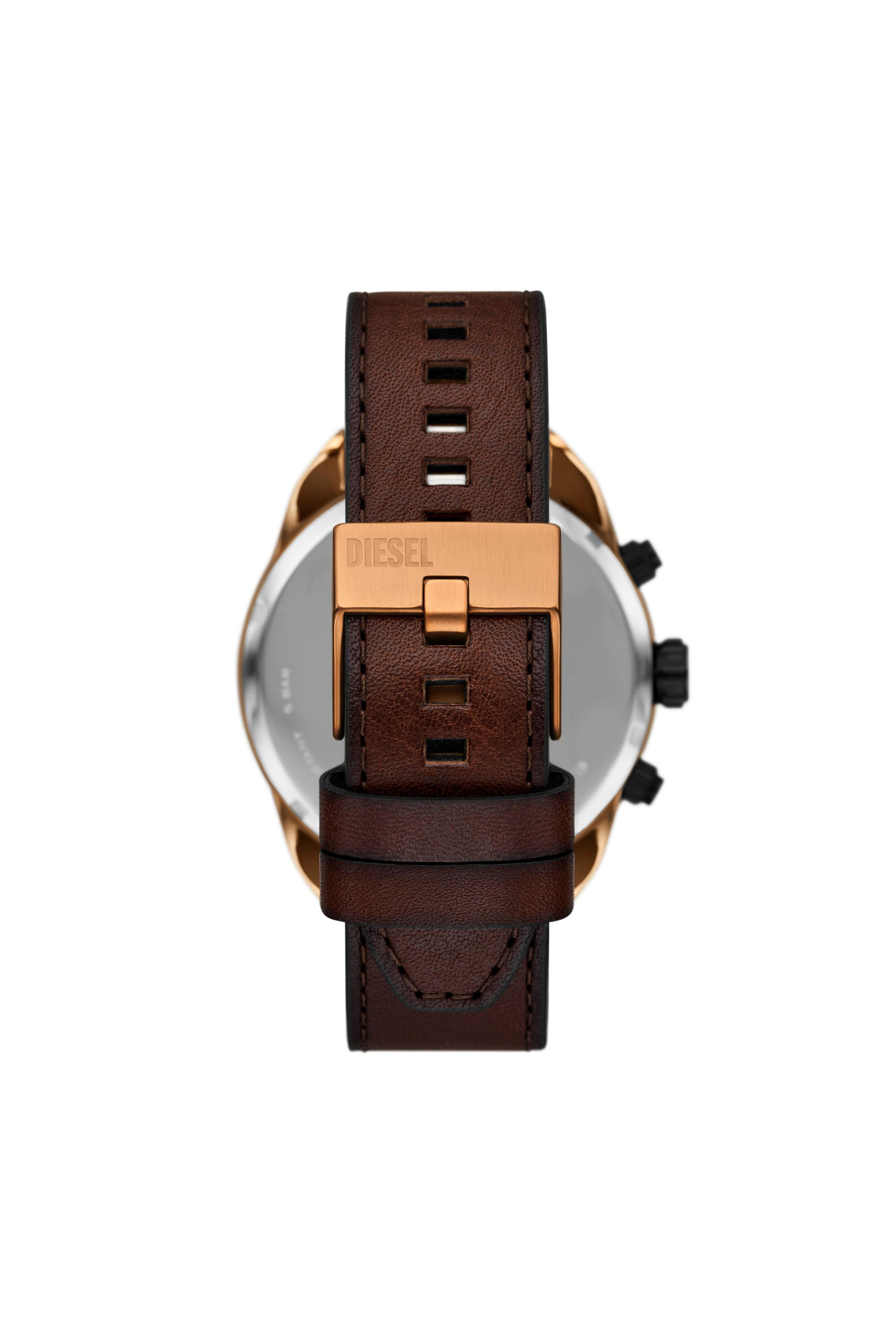 Men's Spiked brown leather watch | Brown | Diesel