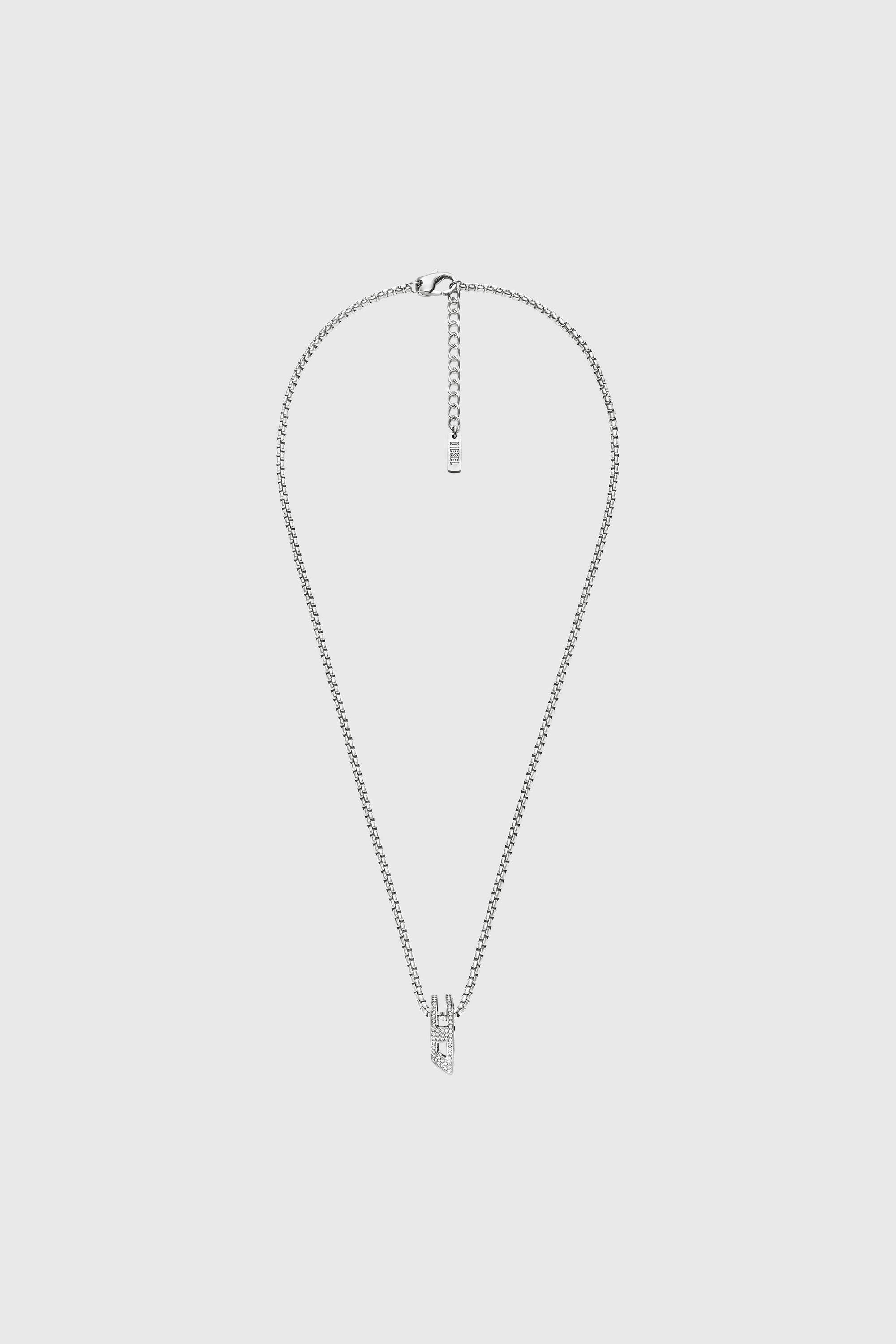 Diesel - DX1741040, Unisex's Stainless steel pave pendant necklace in Silver - 1