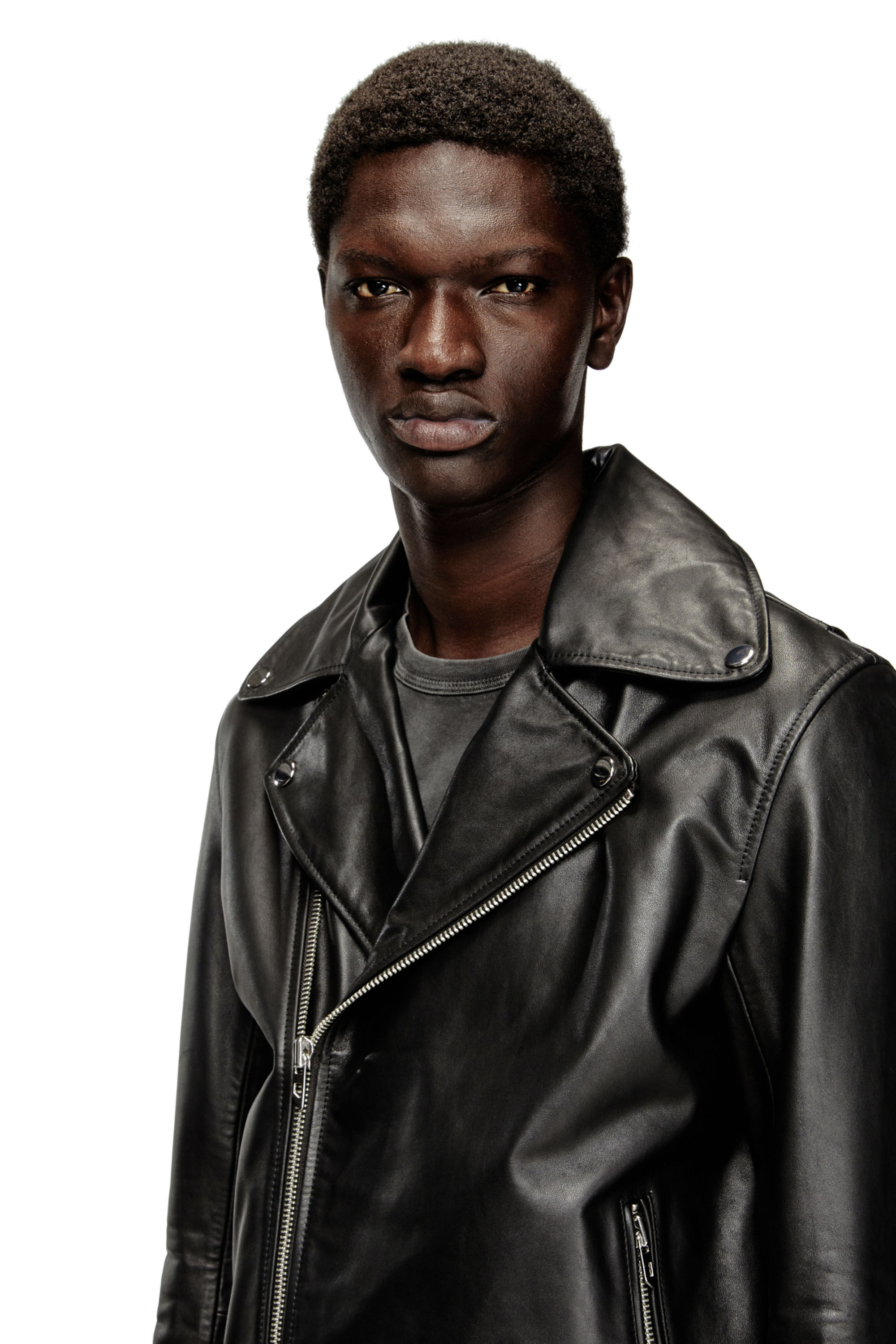 Men's Biker jacket in waxed leather | Black | Diesel FI