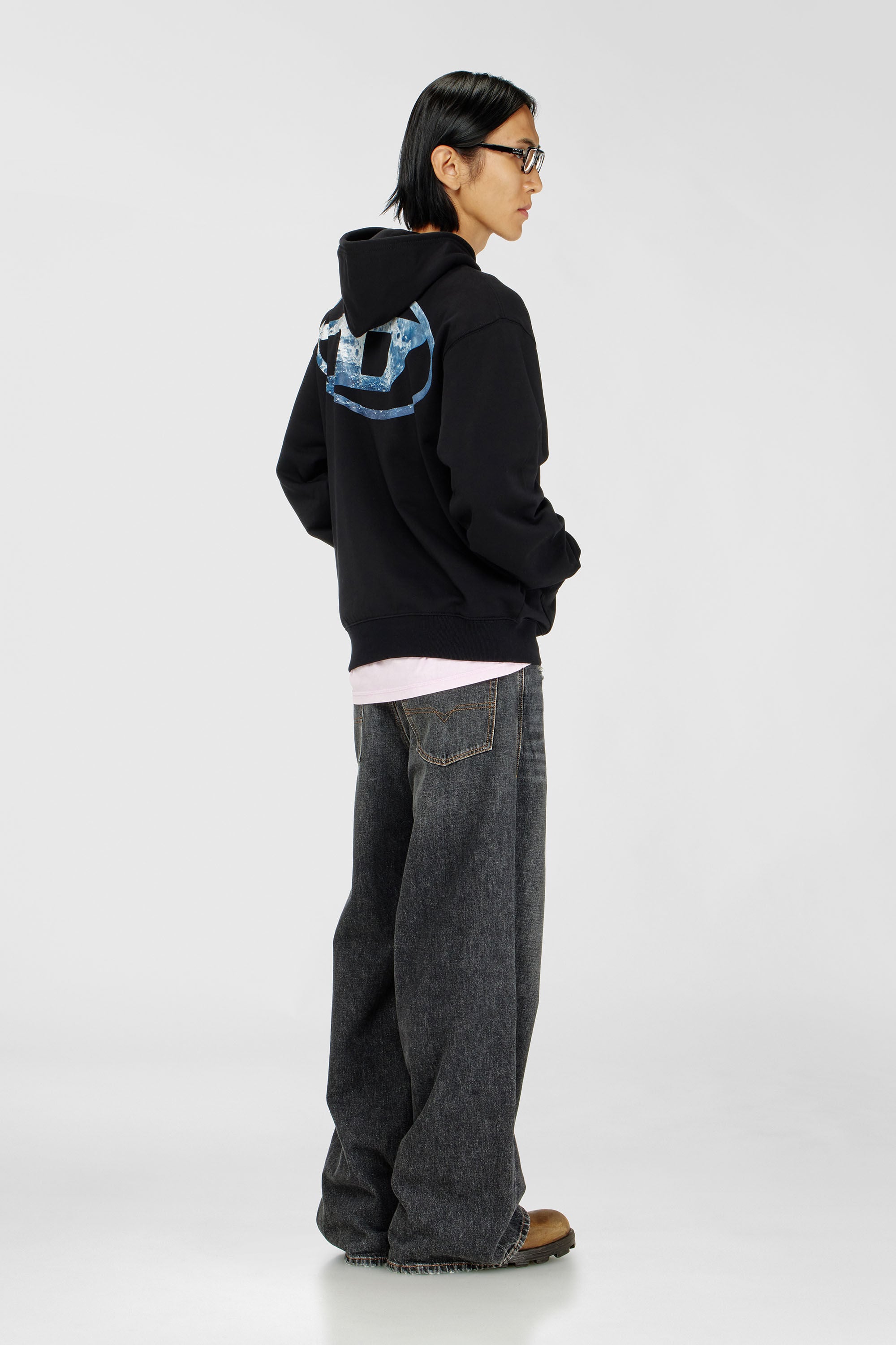 Diesel - S-LUK-H-MOON-T92, Man's Hoodie with Oval D logo in Black - 1