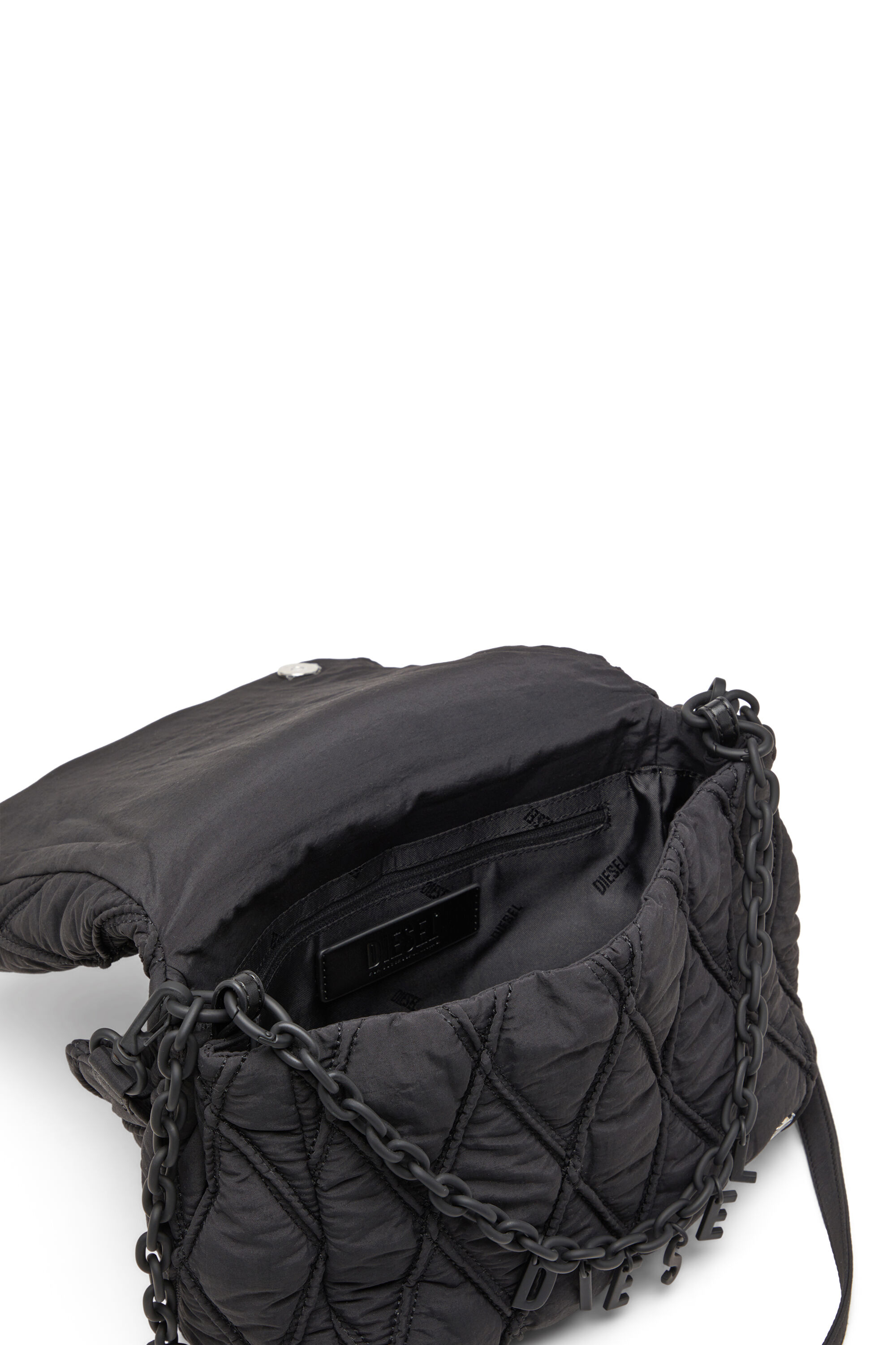 極美品 ディーゼル Charm-D ショルダーバッグ M セブチ ブラック Women's Charm-D-Shoulder bag in quilted nylon | Black | Diesel