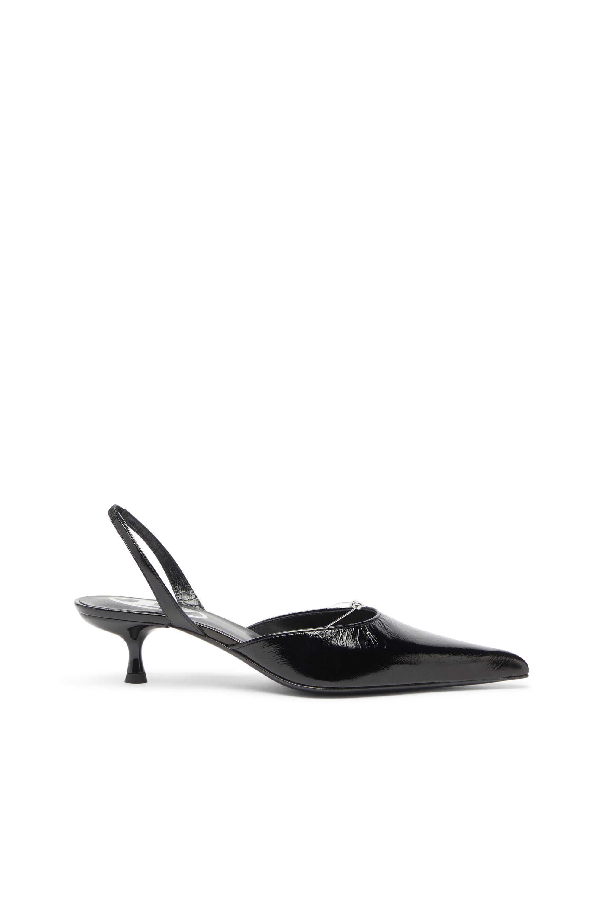Diesel - D-JEWELS 40 D'OR, Woman's D-Ten&Half - Leather slingbacks with Oval D jewel in Black - 1