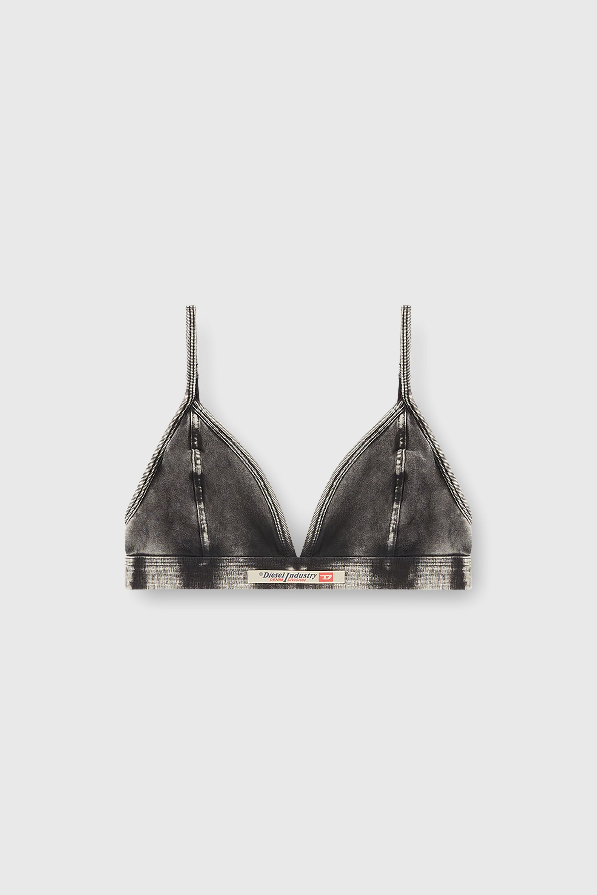 Diesel - SCILLA-DNM, Woman's Denim-effect triangle bra in Dark grey - 2