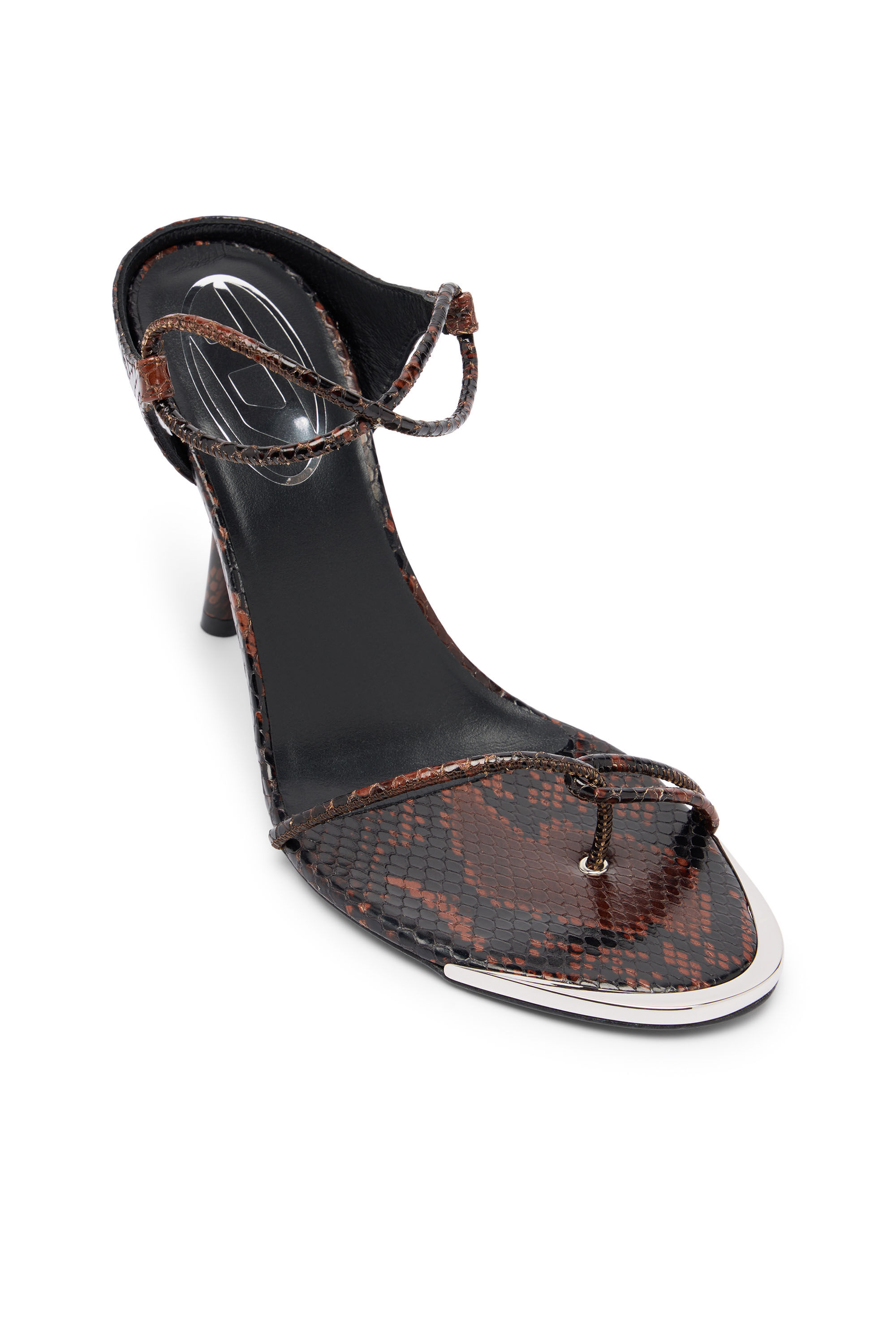 Diesel - D-DIAM'S INFRA LACE 90, Woman's D-Diam's-Thin cord sandal in croc-effect leather in Brown - 6