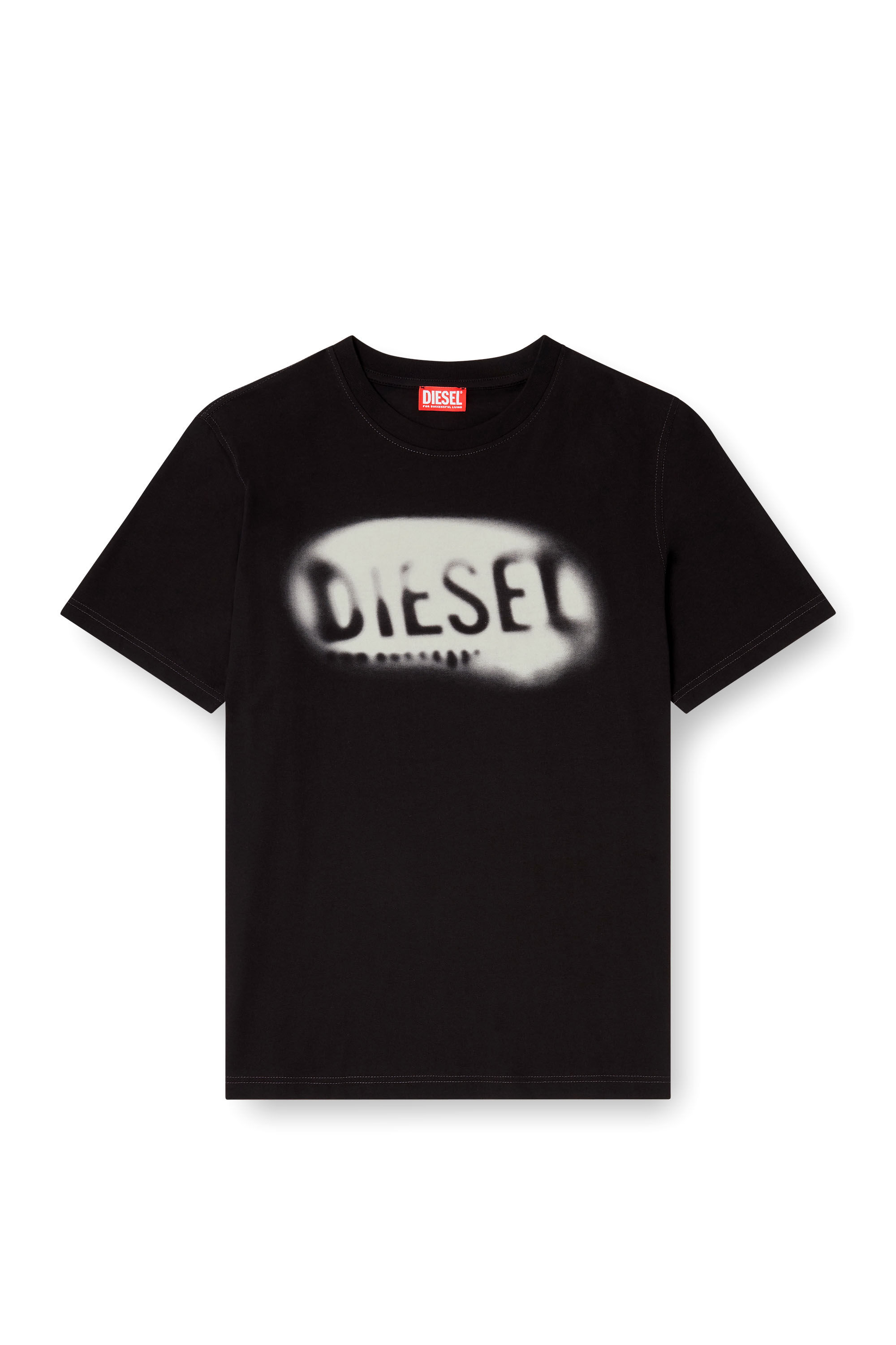 Men's Light cotton T-shirt with faded logo | Black | Diesel FI