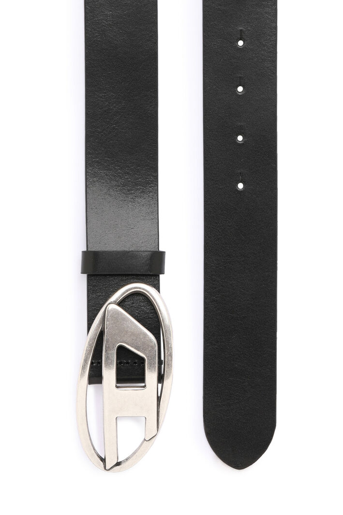 Diesel - B-1DR, Man's 3.9cm leather belt with D buckle in Black - 3