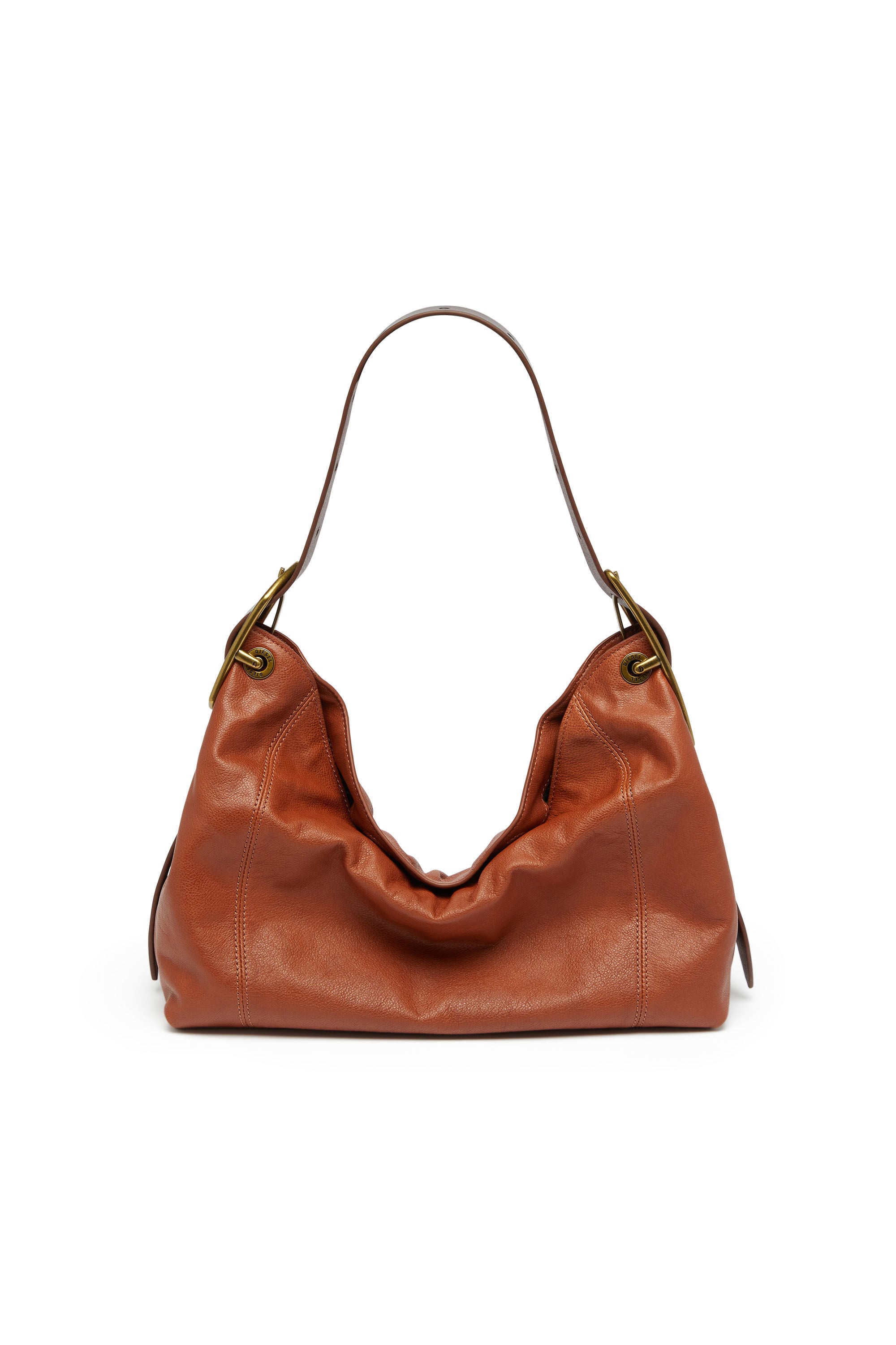 Diesel - D-LINE HOBO S, Woman's D-Line-Shoulder bag in shiny leather in Brown - 2