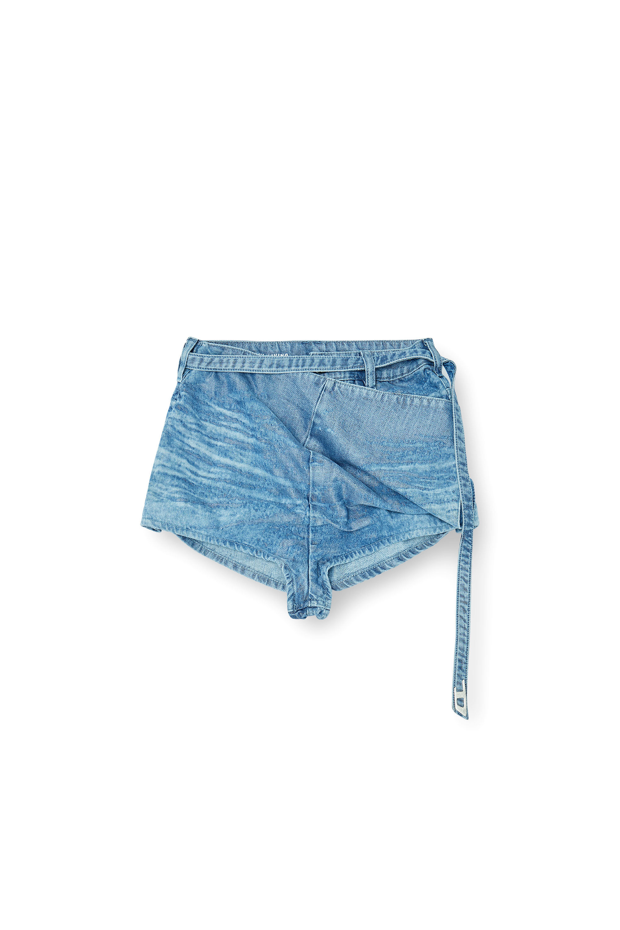 Diesel - DE-DREXA-FSI1, Woman's Shorts in satin denim in Blue - 2