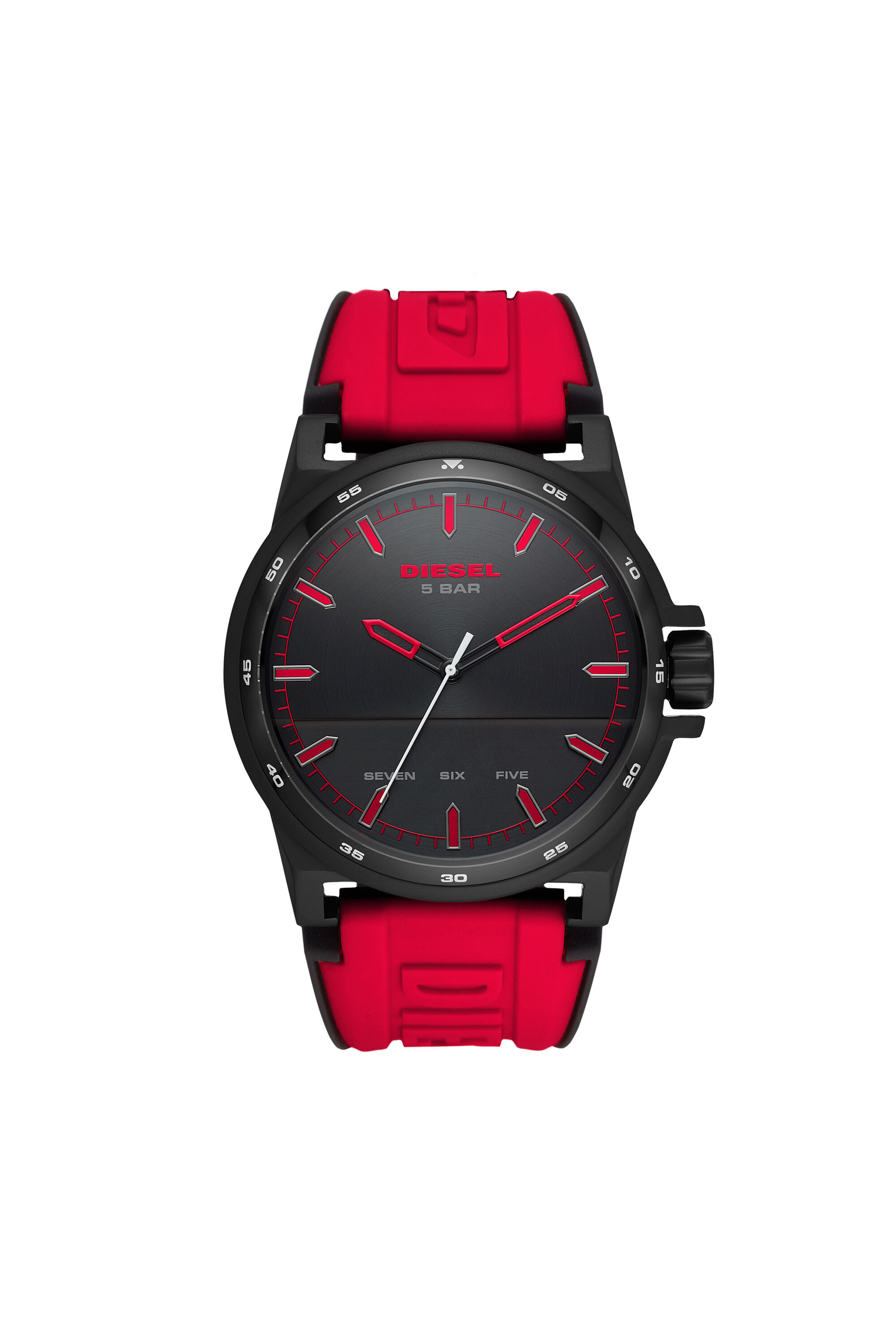 Red and black diesel watch top