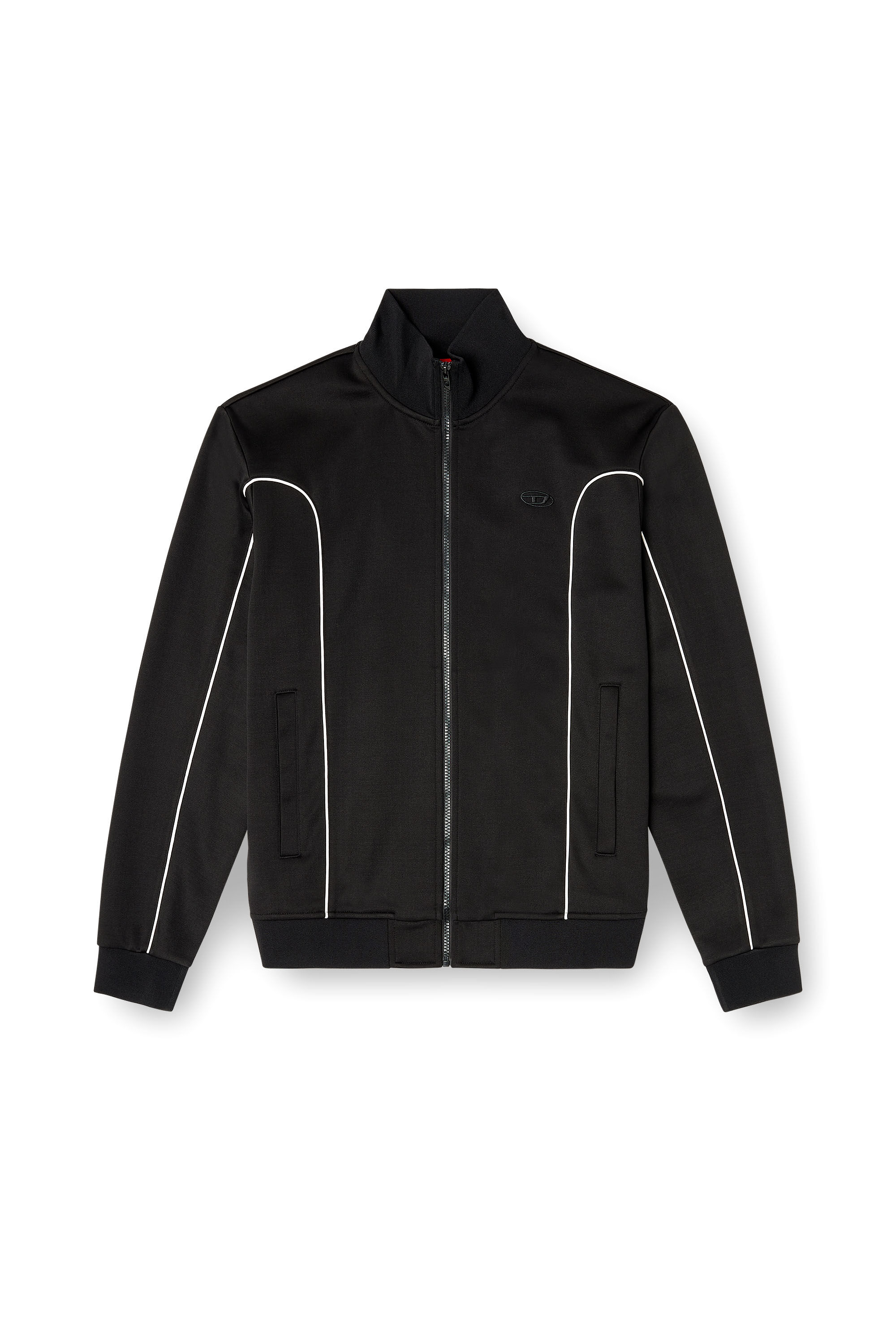 Men's Sweat fabric track jacket with contrast piping | Black