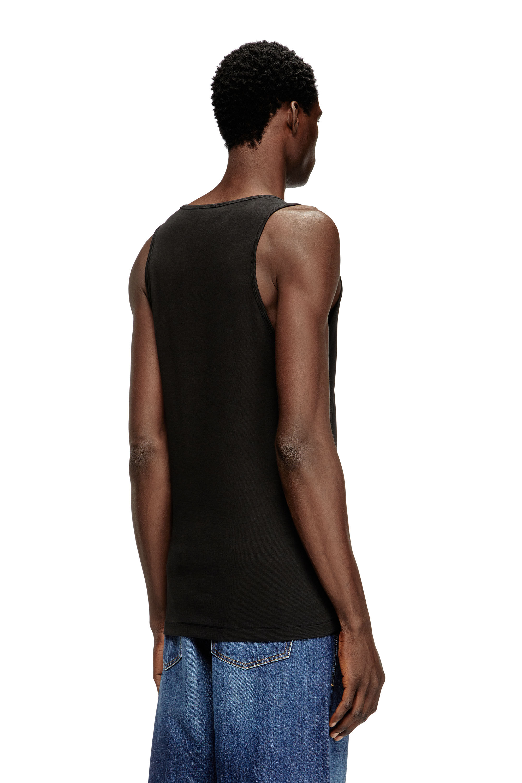 Men's Cotton tank top with logo | Black | Diesel