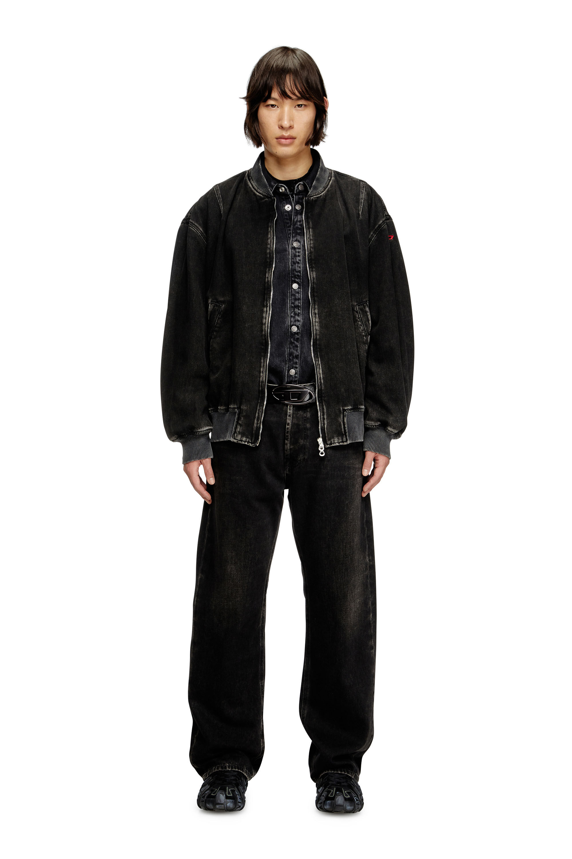 Men's Bomber jacket in clean-wash denim | Black | Diesel