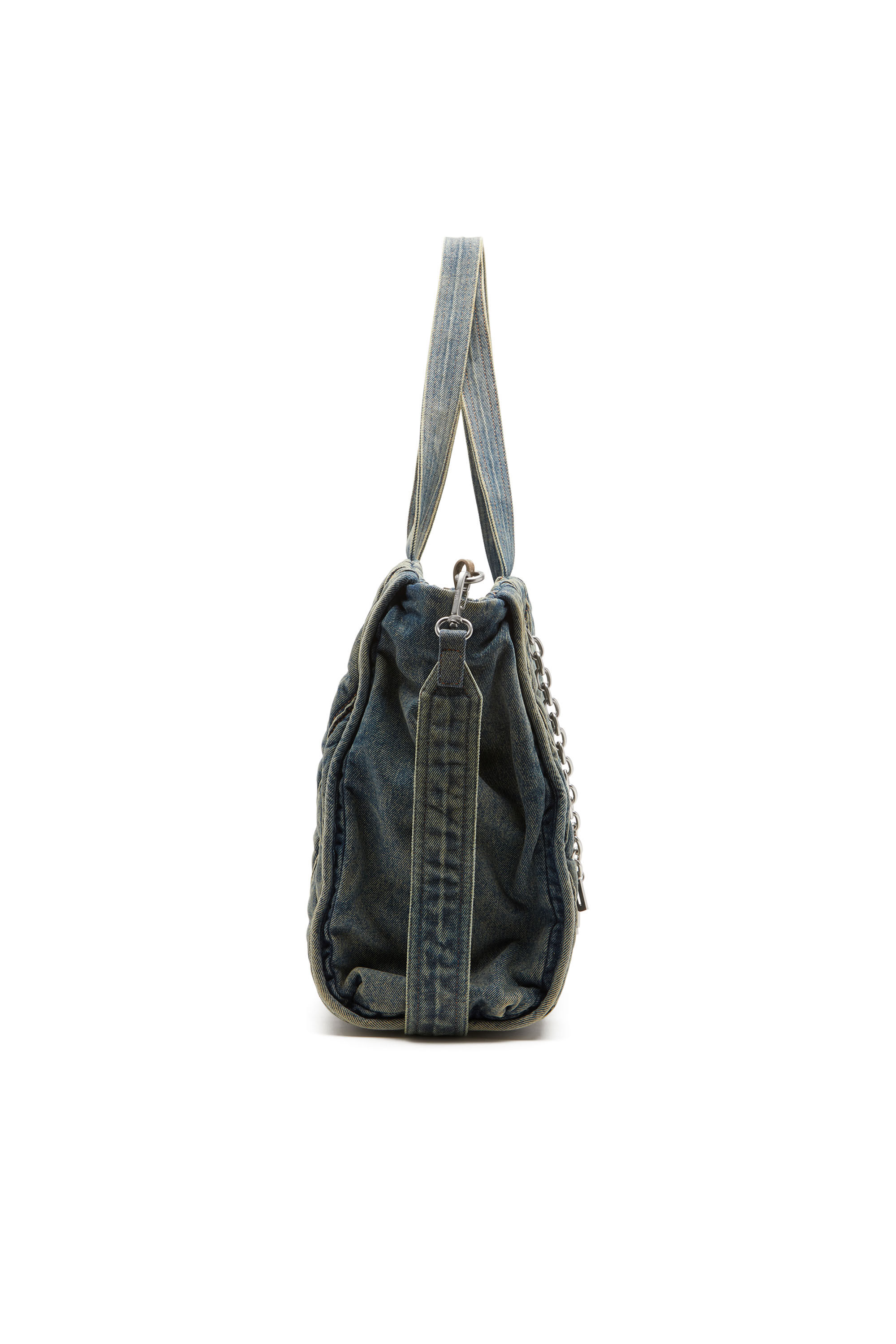 Women's Charm-D-Tote bag in Argyle quilted denim | Blue | Diesel