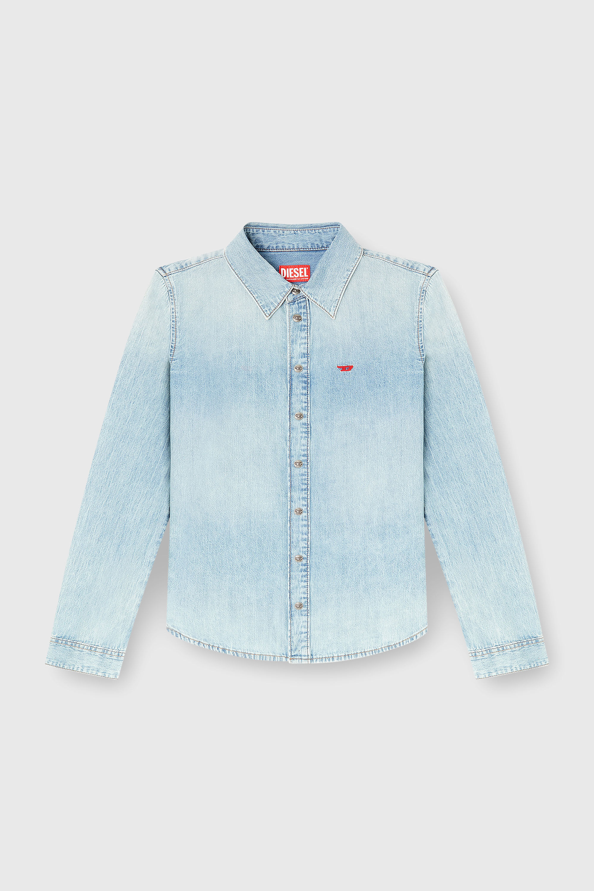 Diesel - DE-EAZY, Woman's Denim shirt with embroidered logo in Light Blue - 2