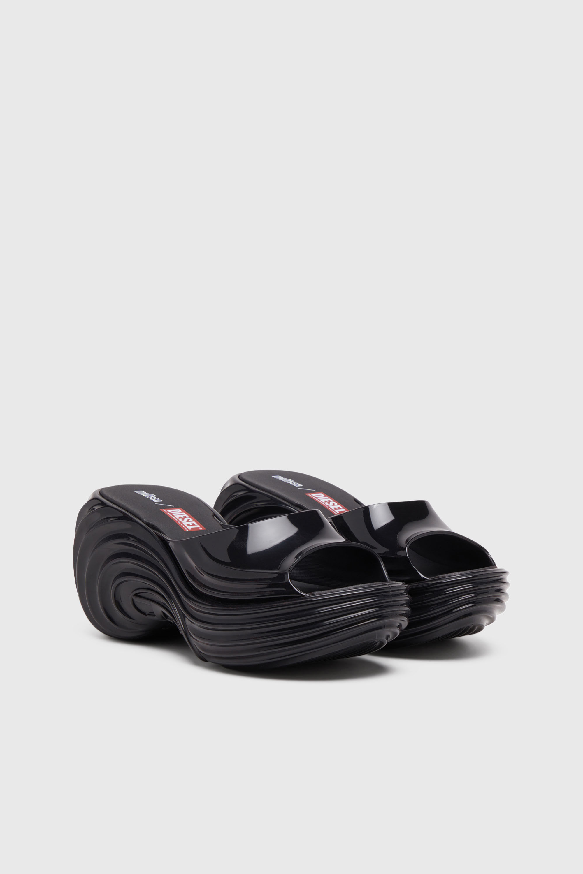 Women's Platform mule in Melflex® | Black | Diesel {{Country}}