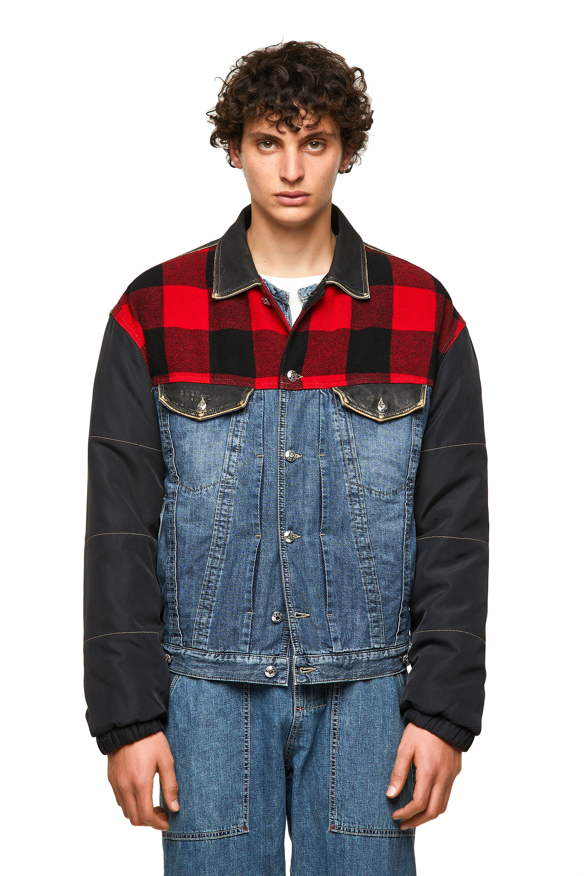 black jean jacket with flames