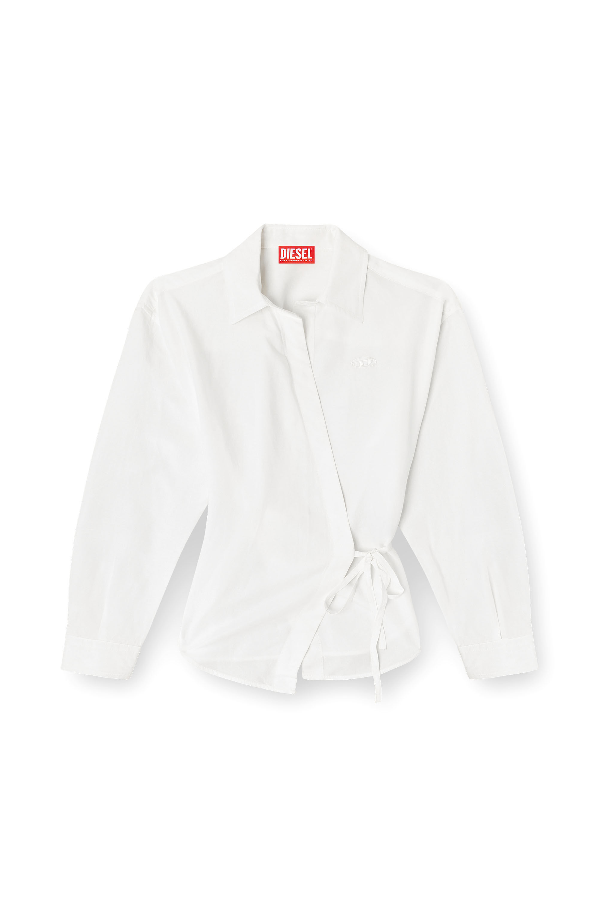 Women's Linen-blend shirt with wrap closure | White | Diesel