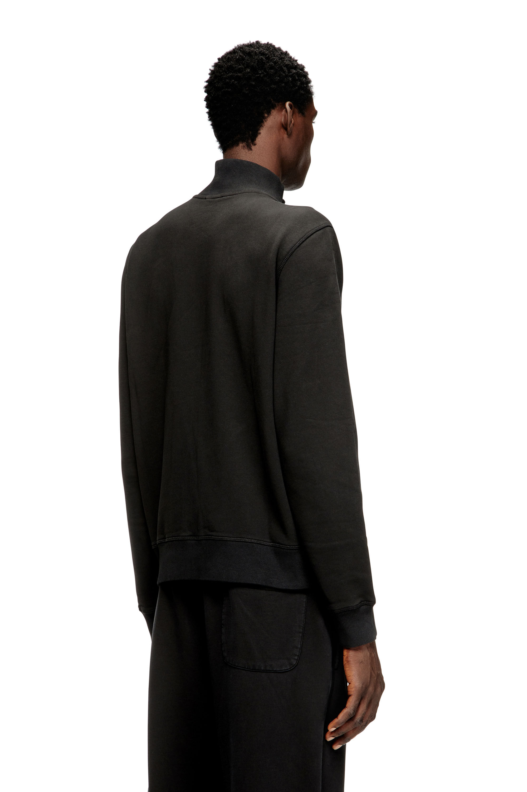 Men's Wweatshirt with mock neck and metallic Oval D | Black | Diesel