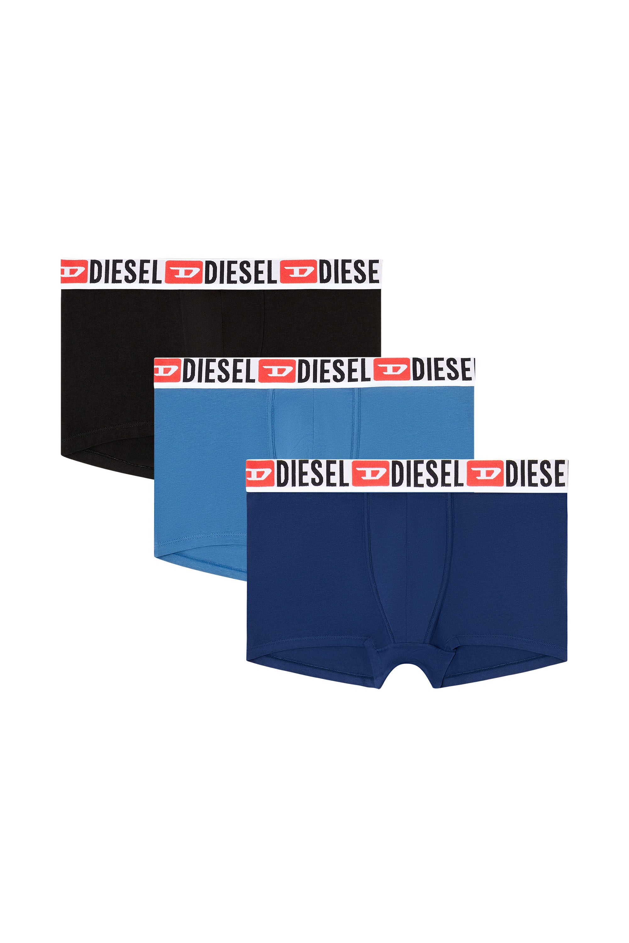 Diesel - UMBX-DAMIENTHREEPACK, Man's Three-pack of all-over logo waist boxers in Blue/Black - 2
