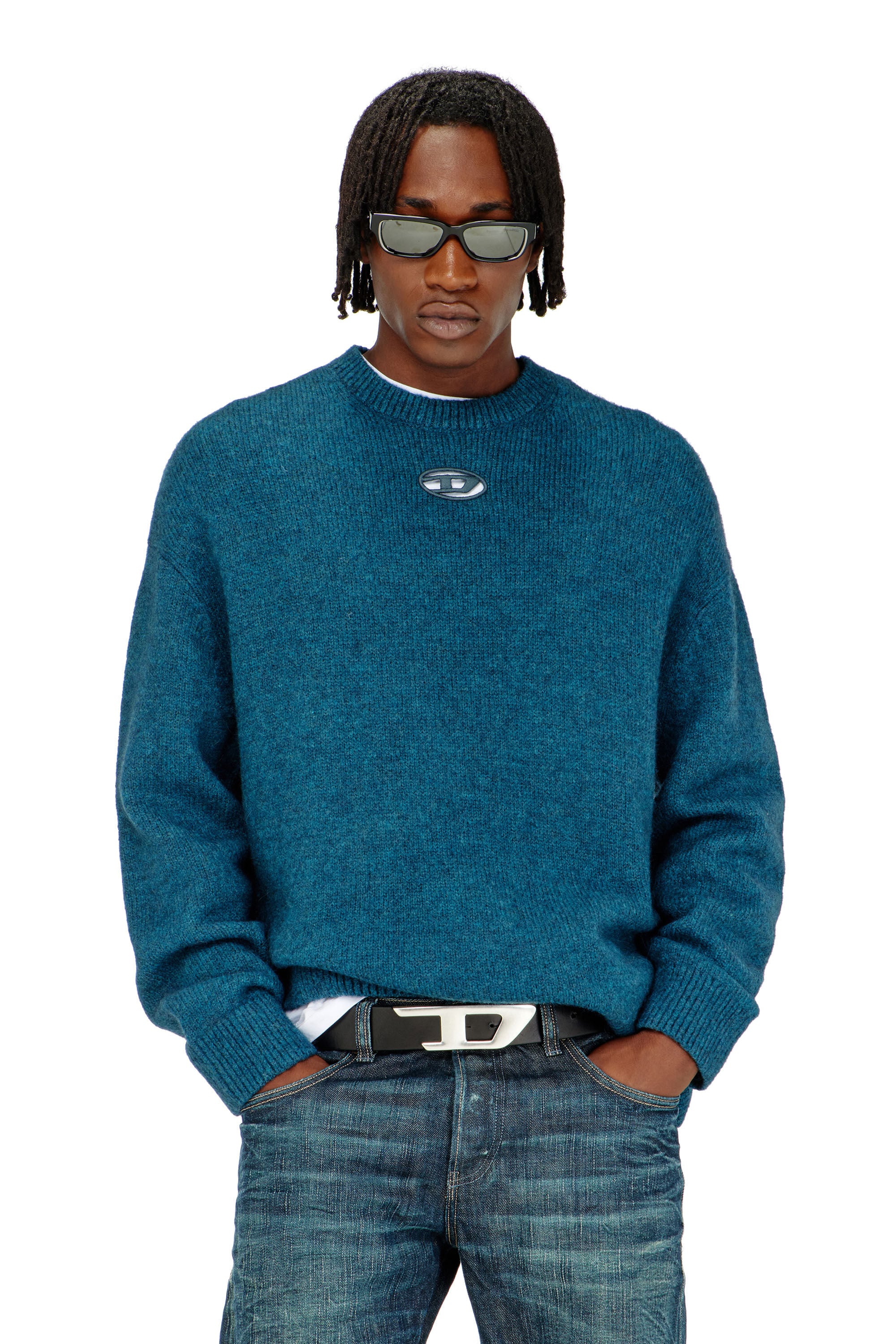 Diesel - K-AREESO, Man's Jumper in wool and alpaca blend in Water Green - 3