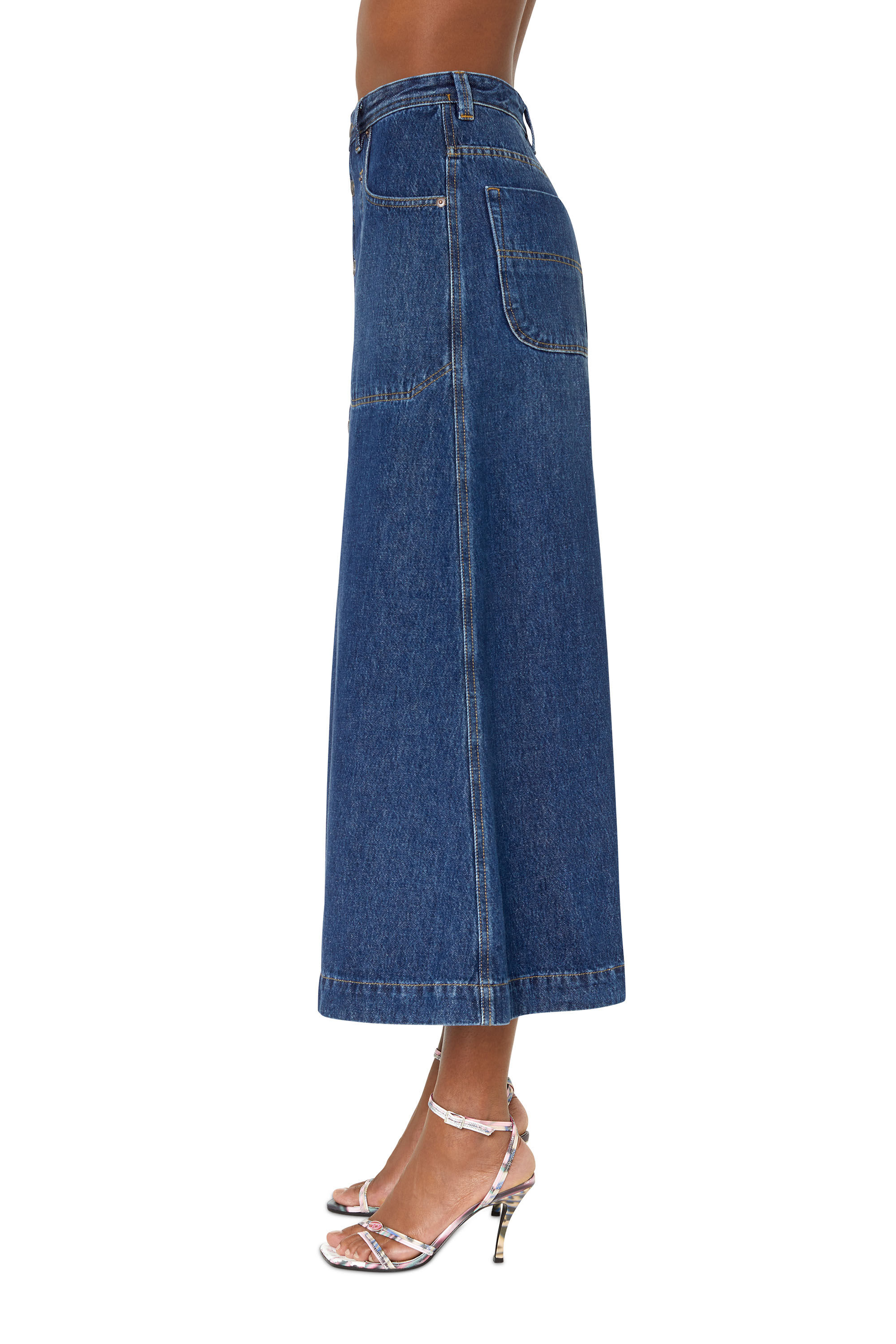 Diesel - DE-ALBUS-L A-LINE LONG SKIRT, Dark Blue - Image 5