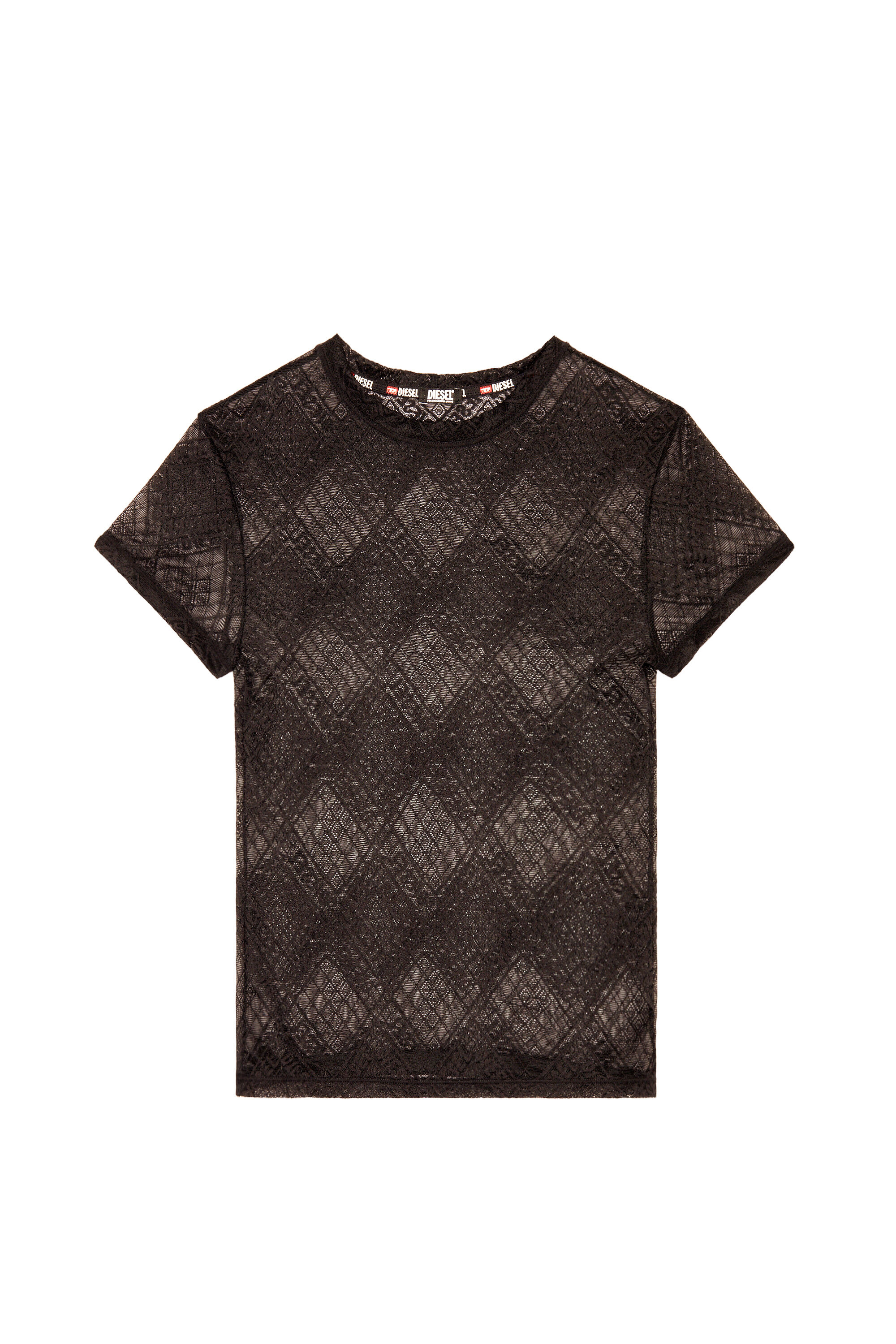 Diesel - UFTEE-MELANY, Woman Stretch-lace T-shirt in Black - Image 2