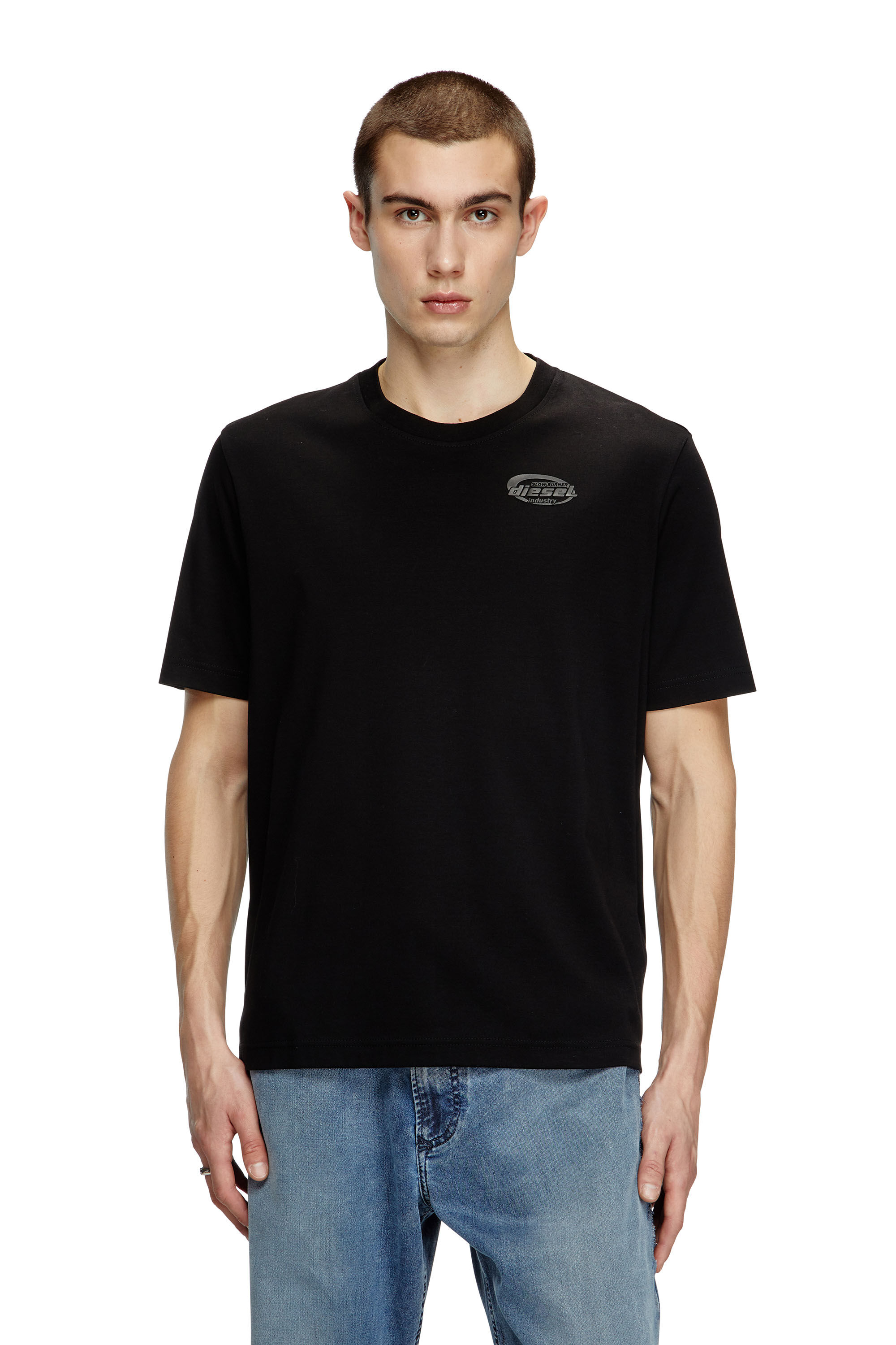 Diesel - T-MADJUST-R2, Man's Mercerized cotton T-shirt with tonal logo in Black - 3