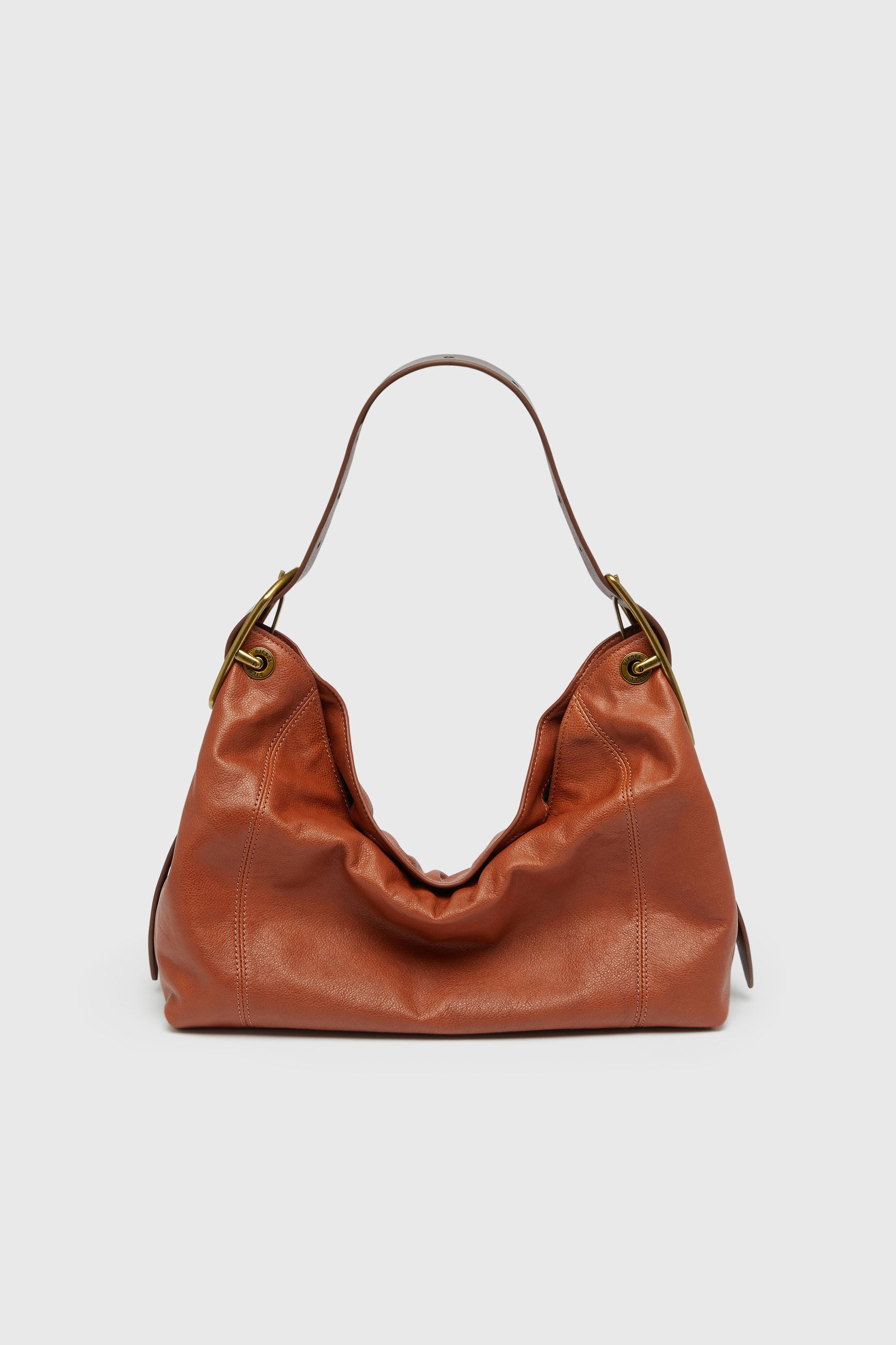 Diesel - D-LINE HOBO S, Woman's D-Line-Shoulder bag in shiny leather in Brown - 2