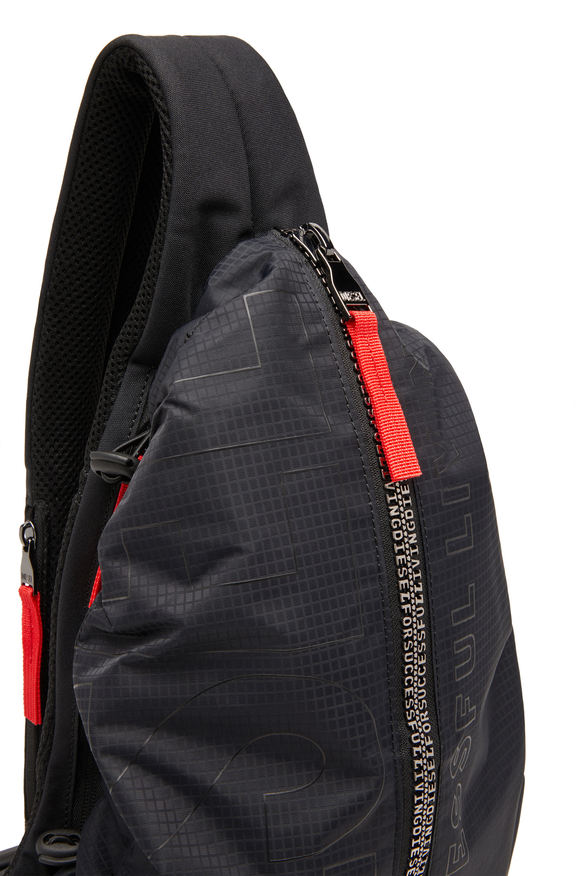 Men's Zip-D-Sling backpack in check-jacquard shell | Black | Diesel FI
