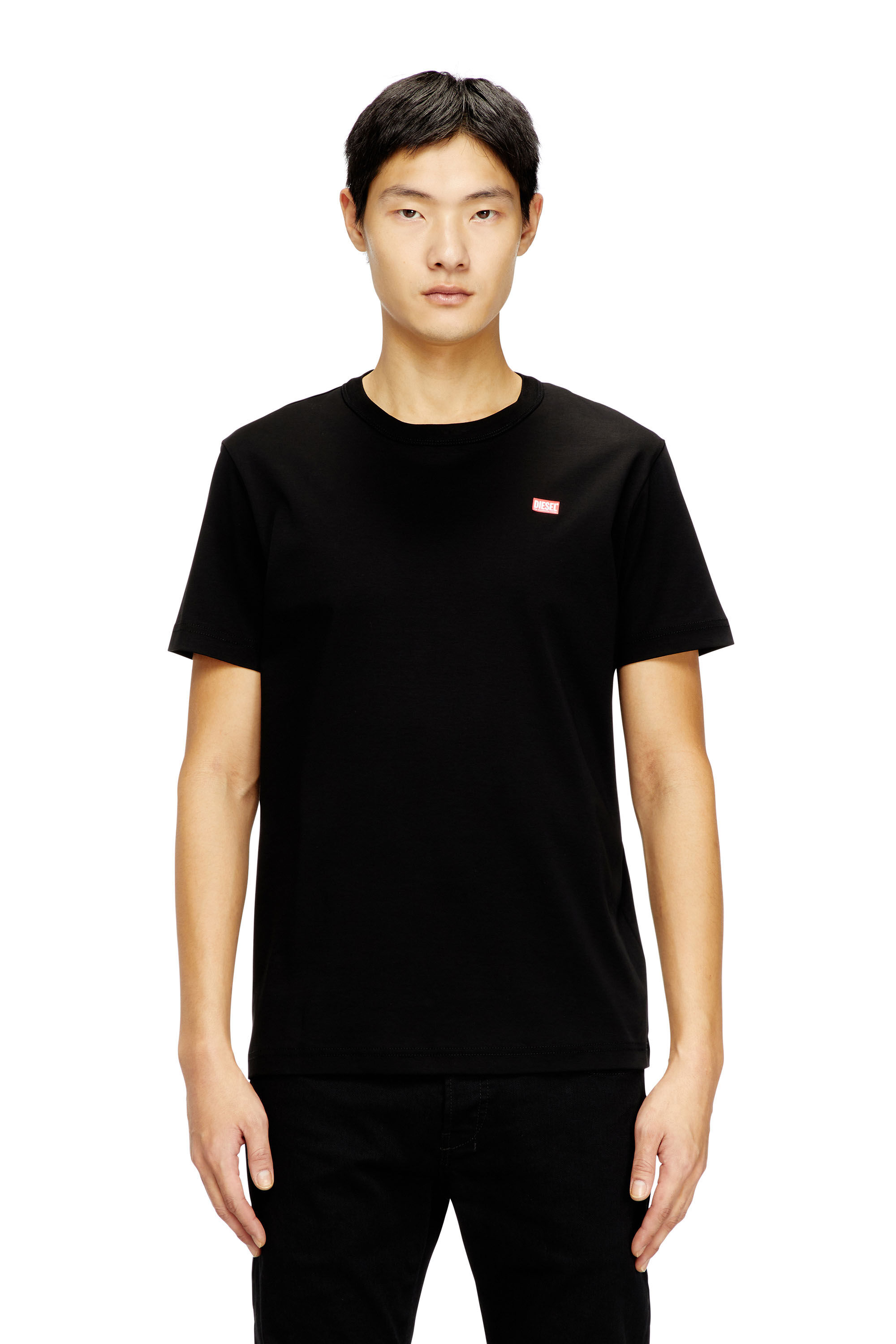 DIESEL ブラック Tシャツ s DIESEL (ディーゼル) SXXS LIVING プリント クルーネック 長袖 Tシャツ