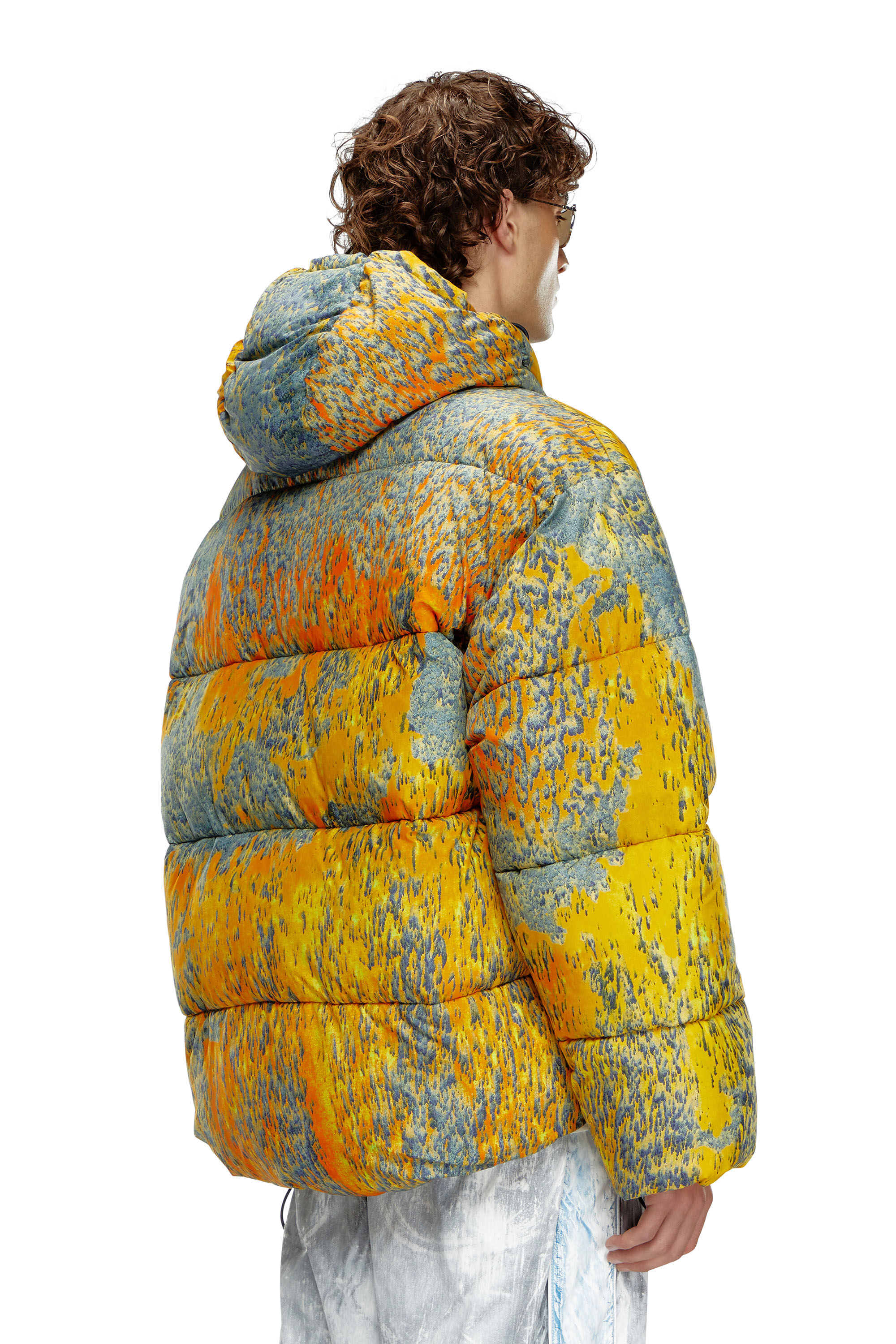 Men s Puffer jacket with acid rain effect Multicolor Diesel