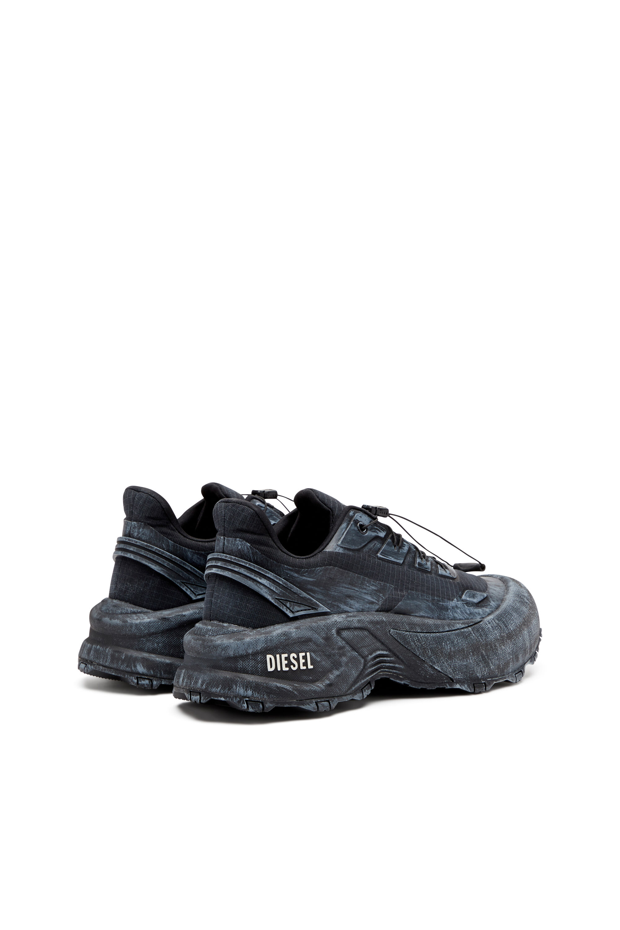 Men's D-Cage-Distressed chunky sneakers in ripstop | Black | Diesel