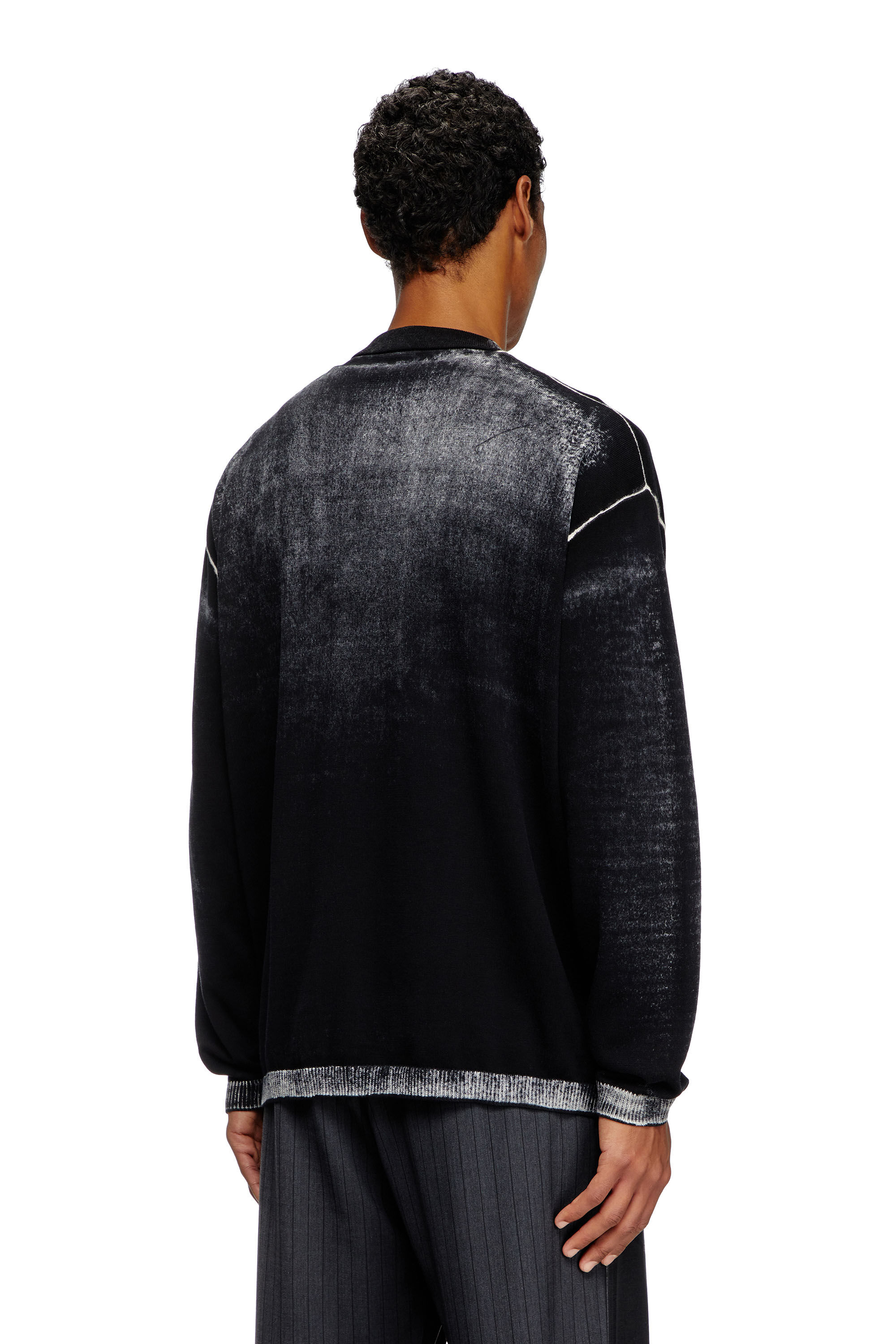 Men's Reverse-print cotton cardigan | Black | Diesel