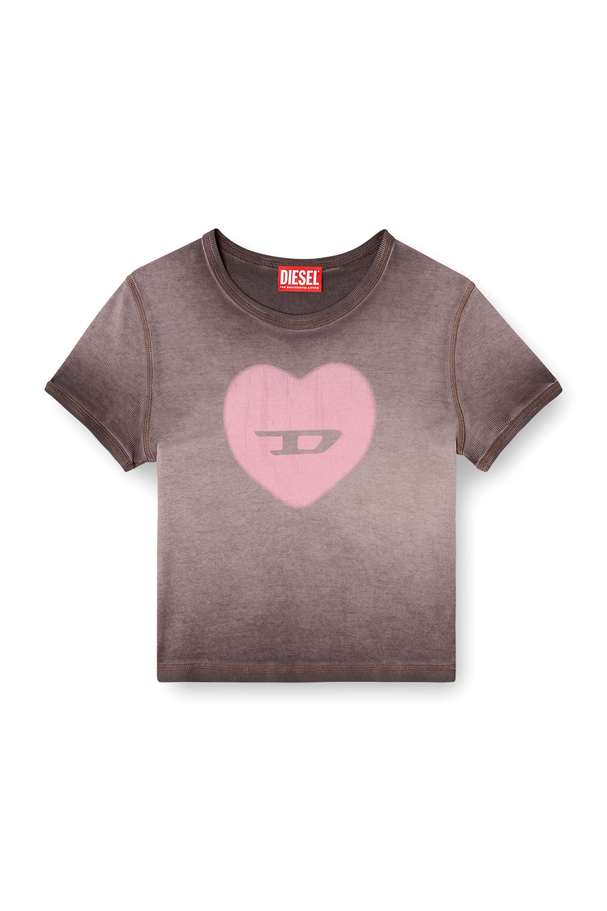 a*様 DIESEL ハートTシャツ Women's Ribbed T-shirt with watercolour heart D | Violet | Diesel