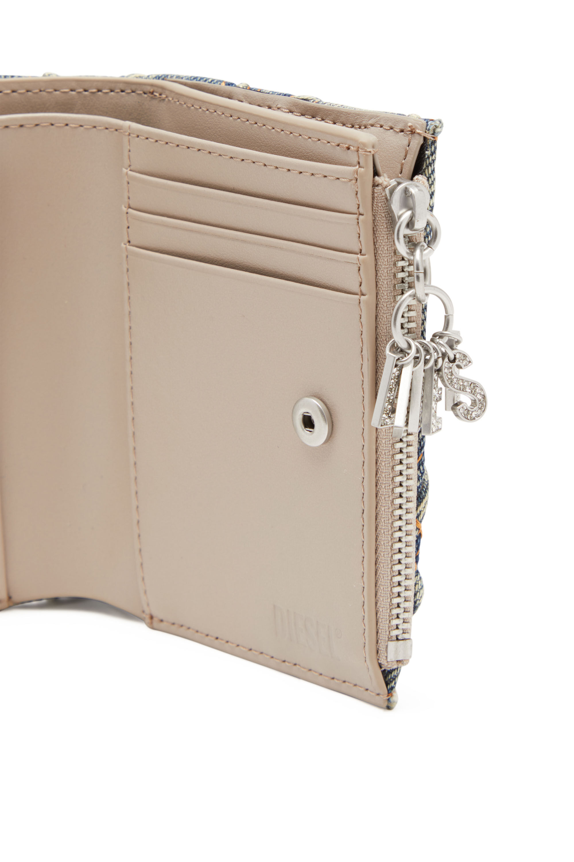 DIESEL☆ Wallet purse in argyle quilted denim グレー Women's Wallet purse in argyle quilted denim | Multicolor