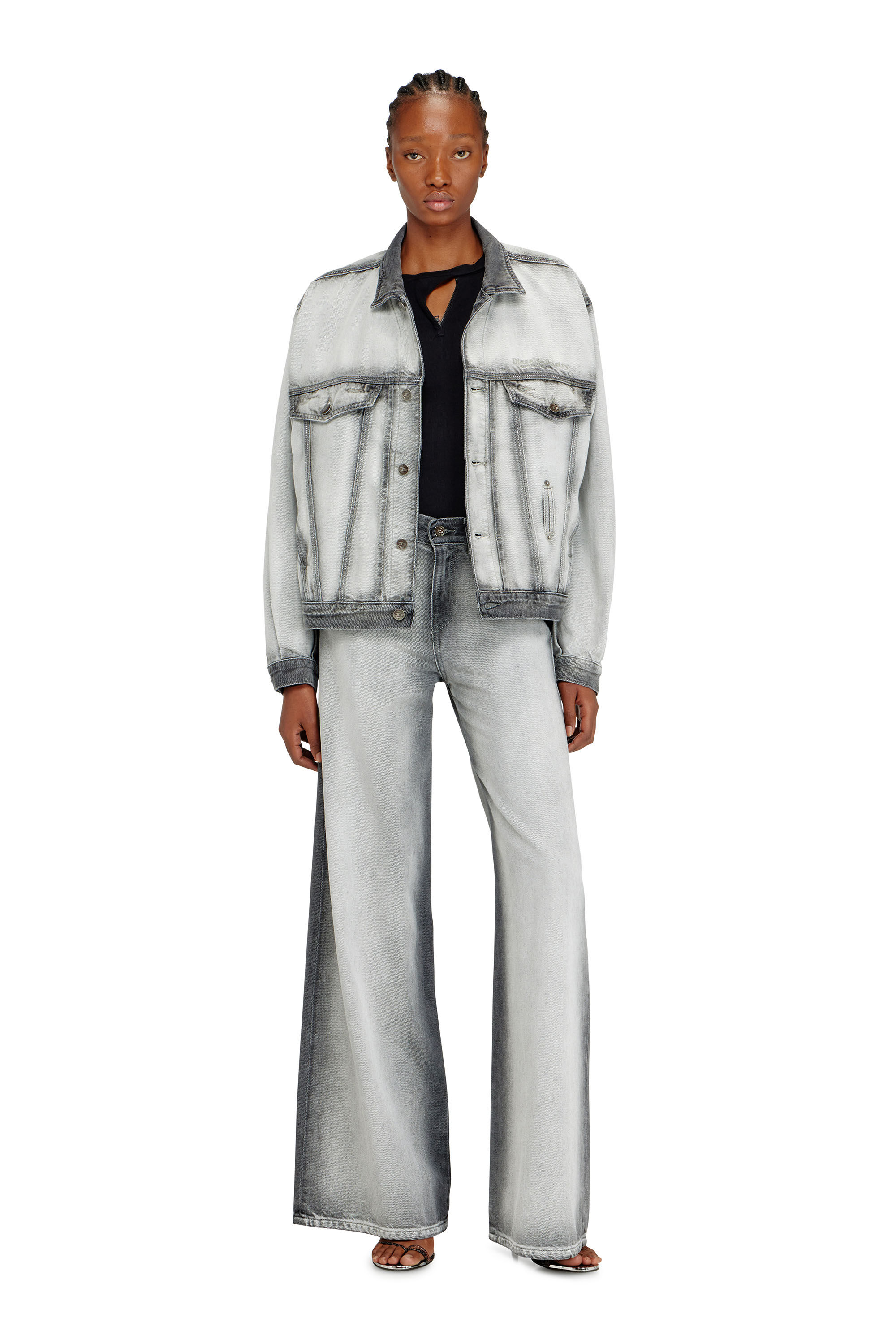 Women's Trucker jacket in soft skeleton denim | Grey | Diesel