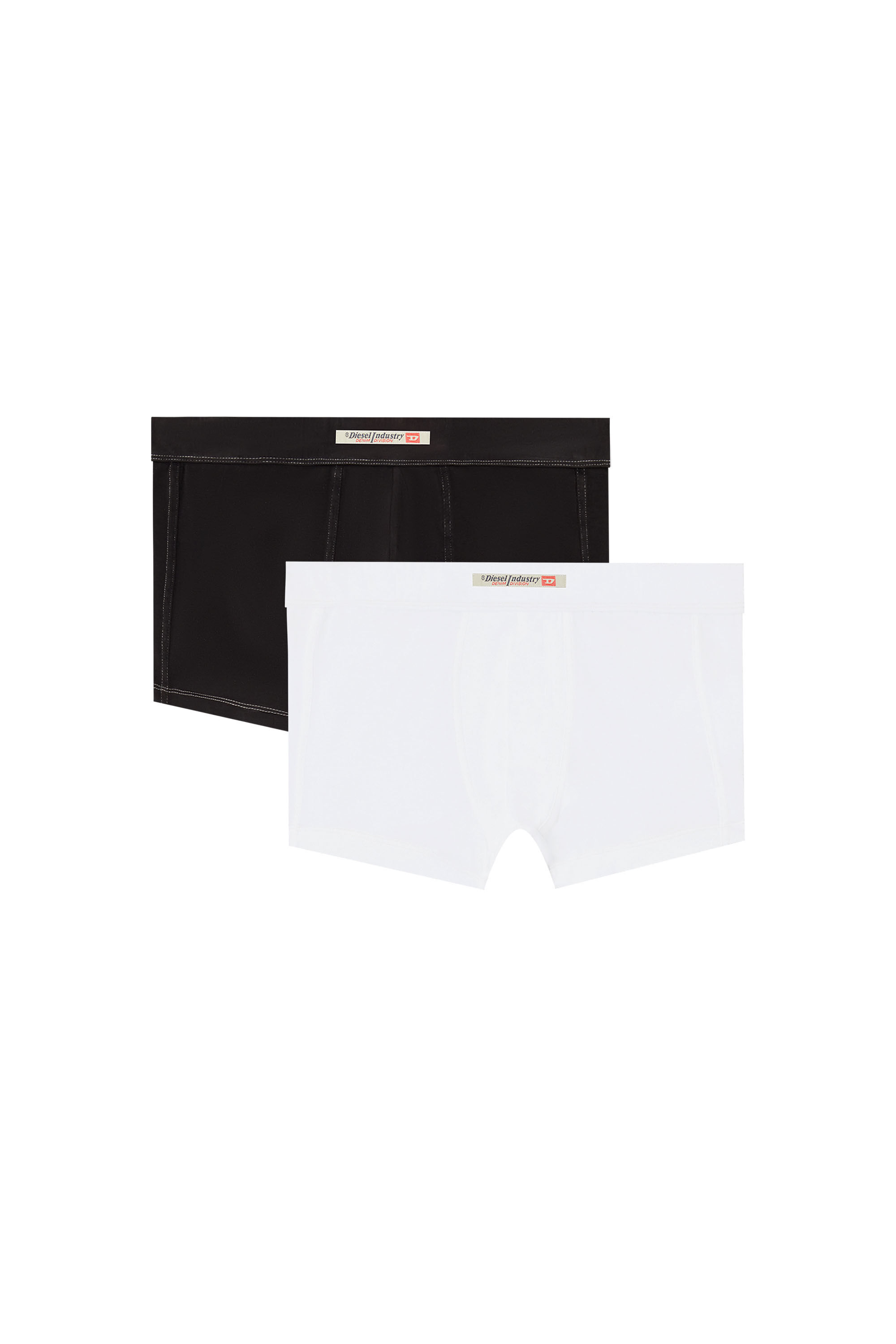 Diesel - DEVON-DNM-2PACK, Man's 2-pack boxer briefs with Diesel Industry flag in White/Black - 2