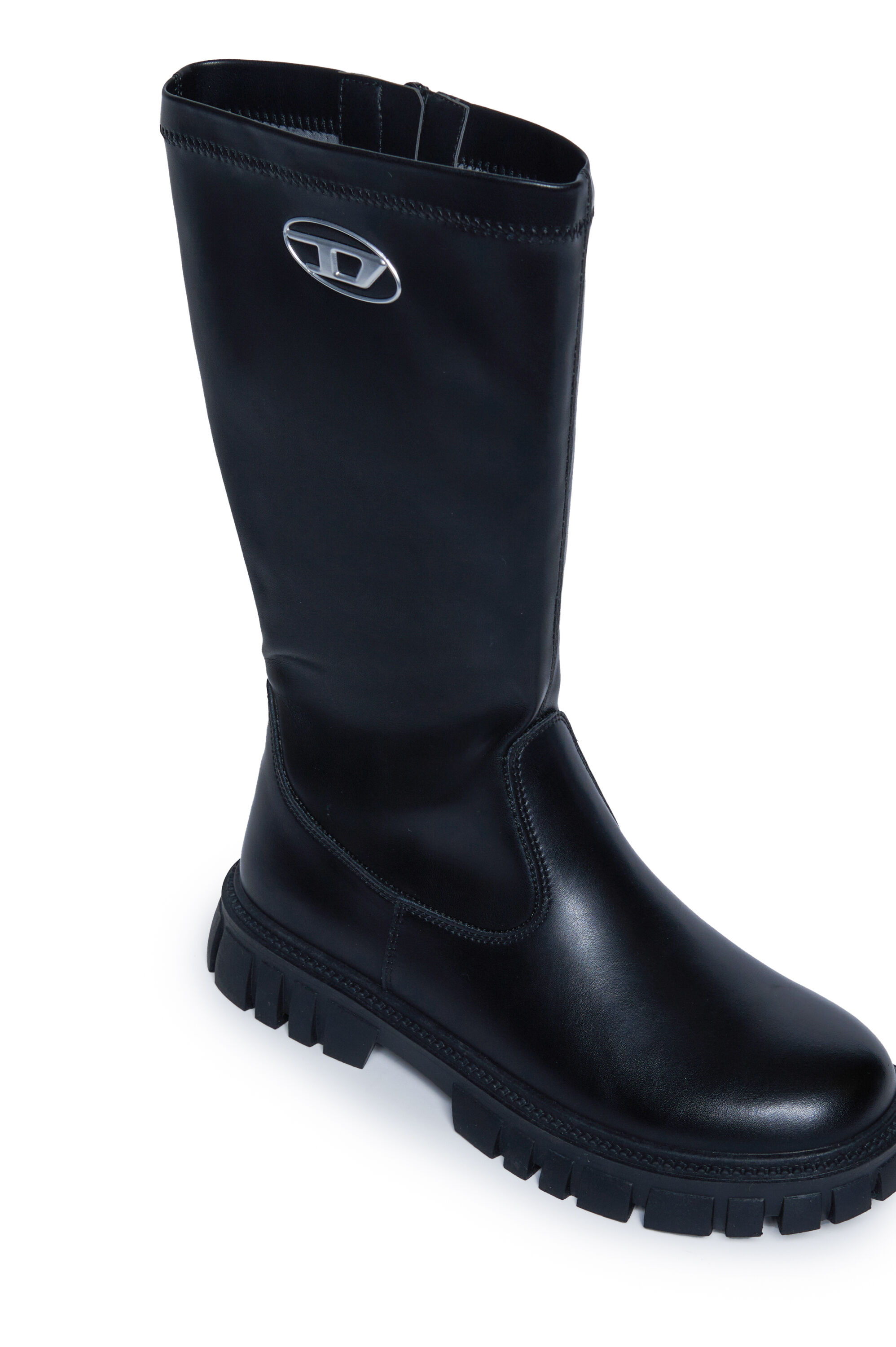 Diesel - D-HAMMER KNT, Unisex's Knee-high leather boots in Black - 4