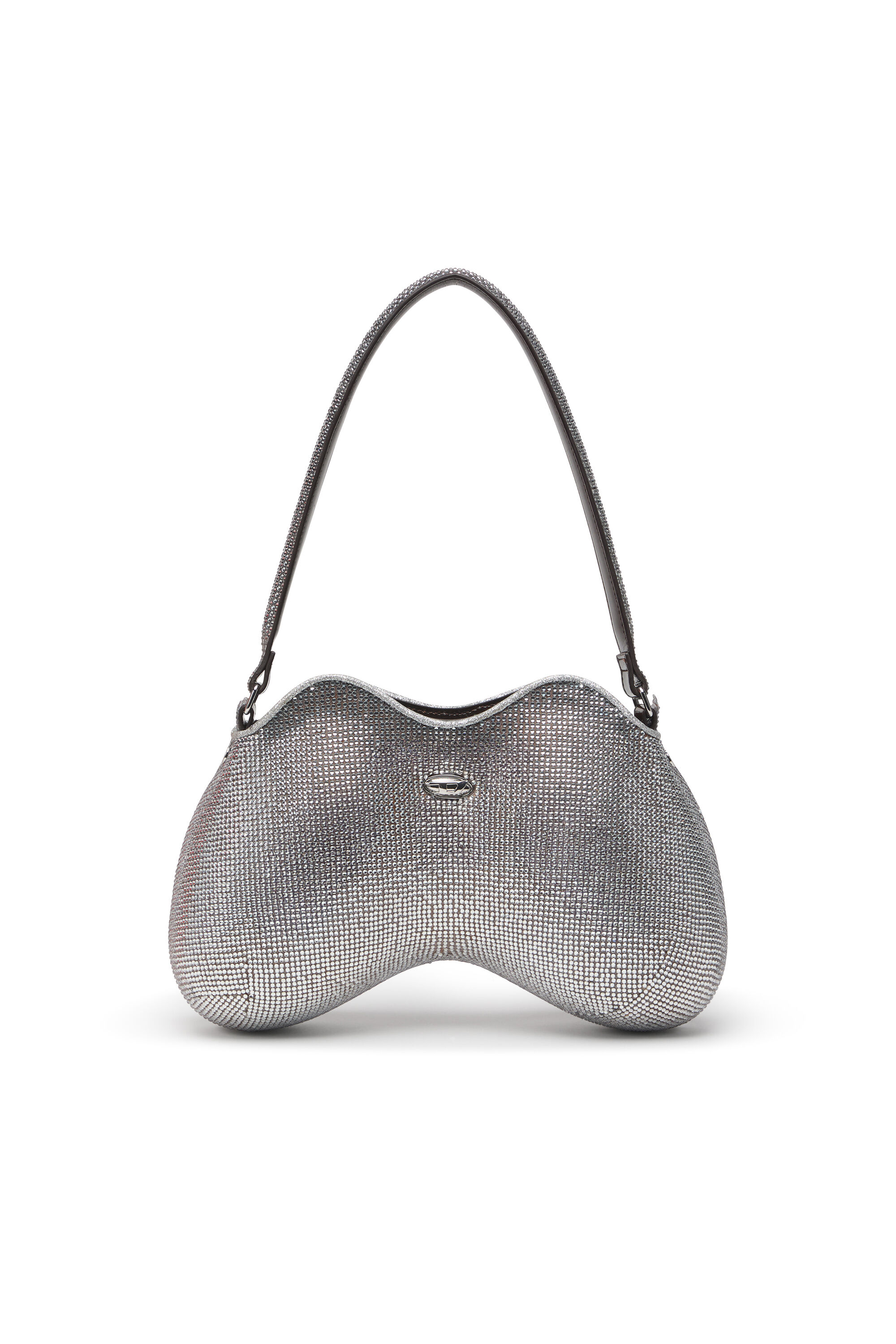 Women's Double-D-Shoulder bag with all-over crystals | Silver | Diesel
