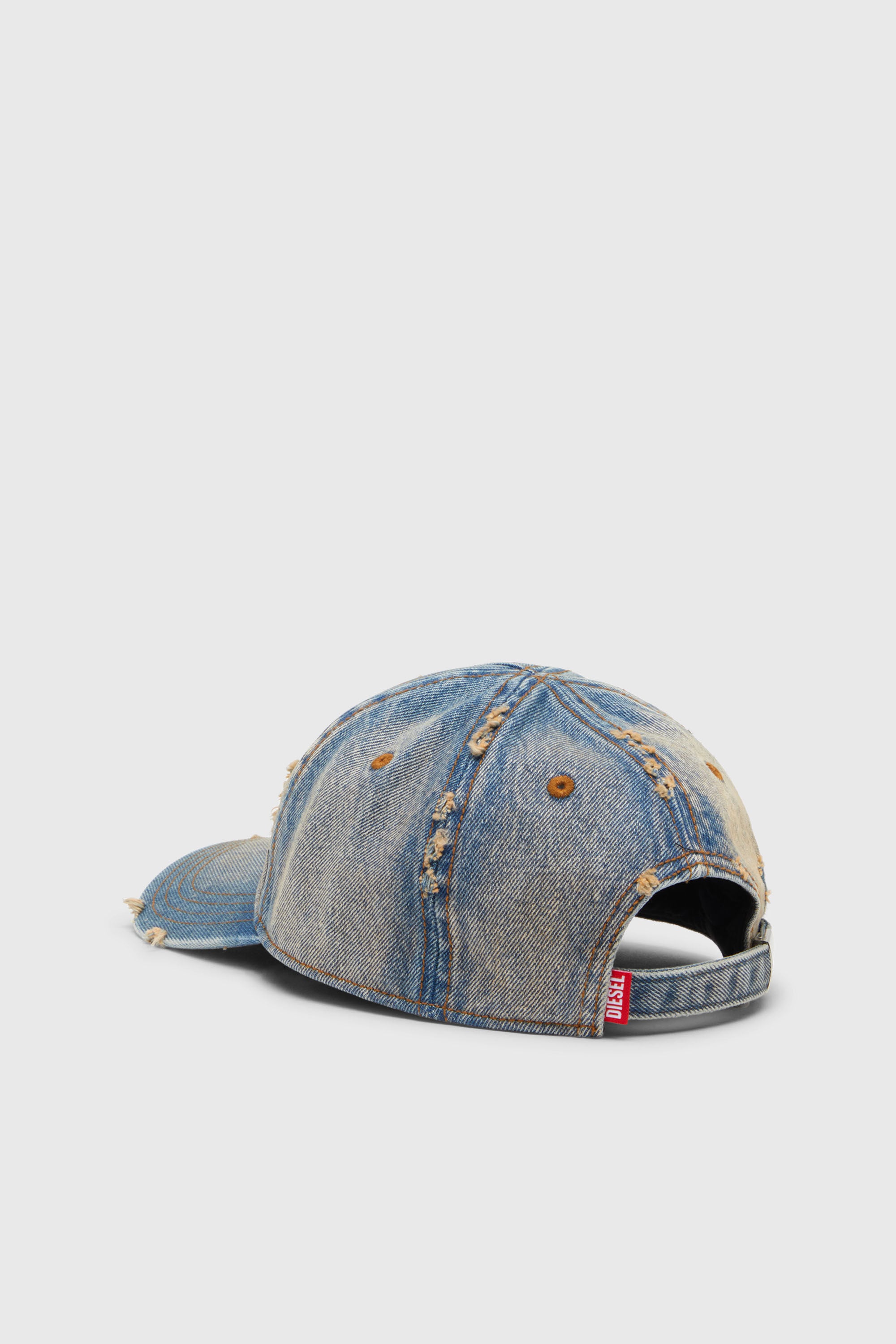 Diesel - C-ENIC, Man's Denim cap with frayed details and embroidered logo in Blue Jeans - 2