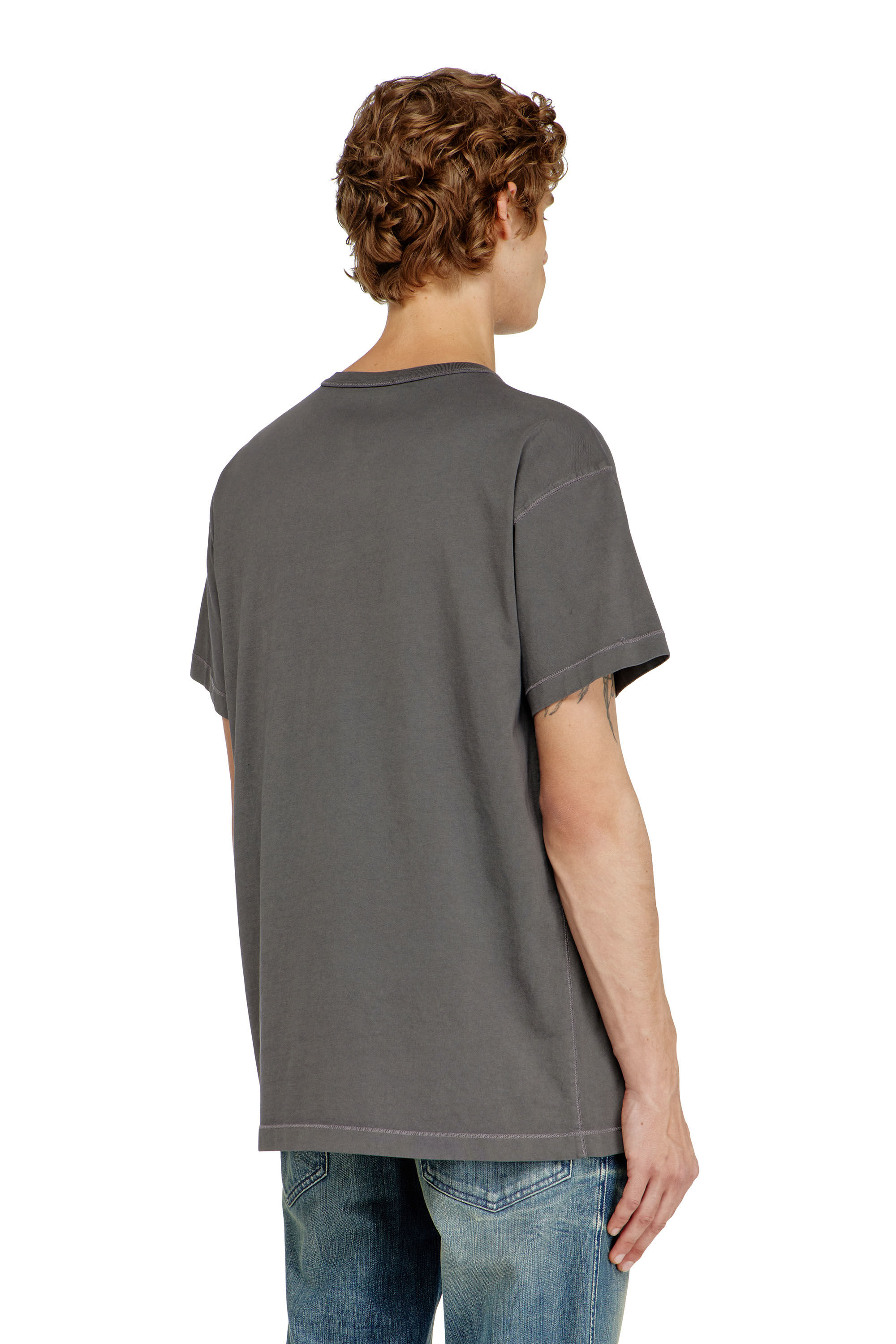 Men's Light cotton T-shirt with metallic Oval D logo | Grey