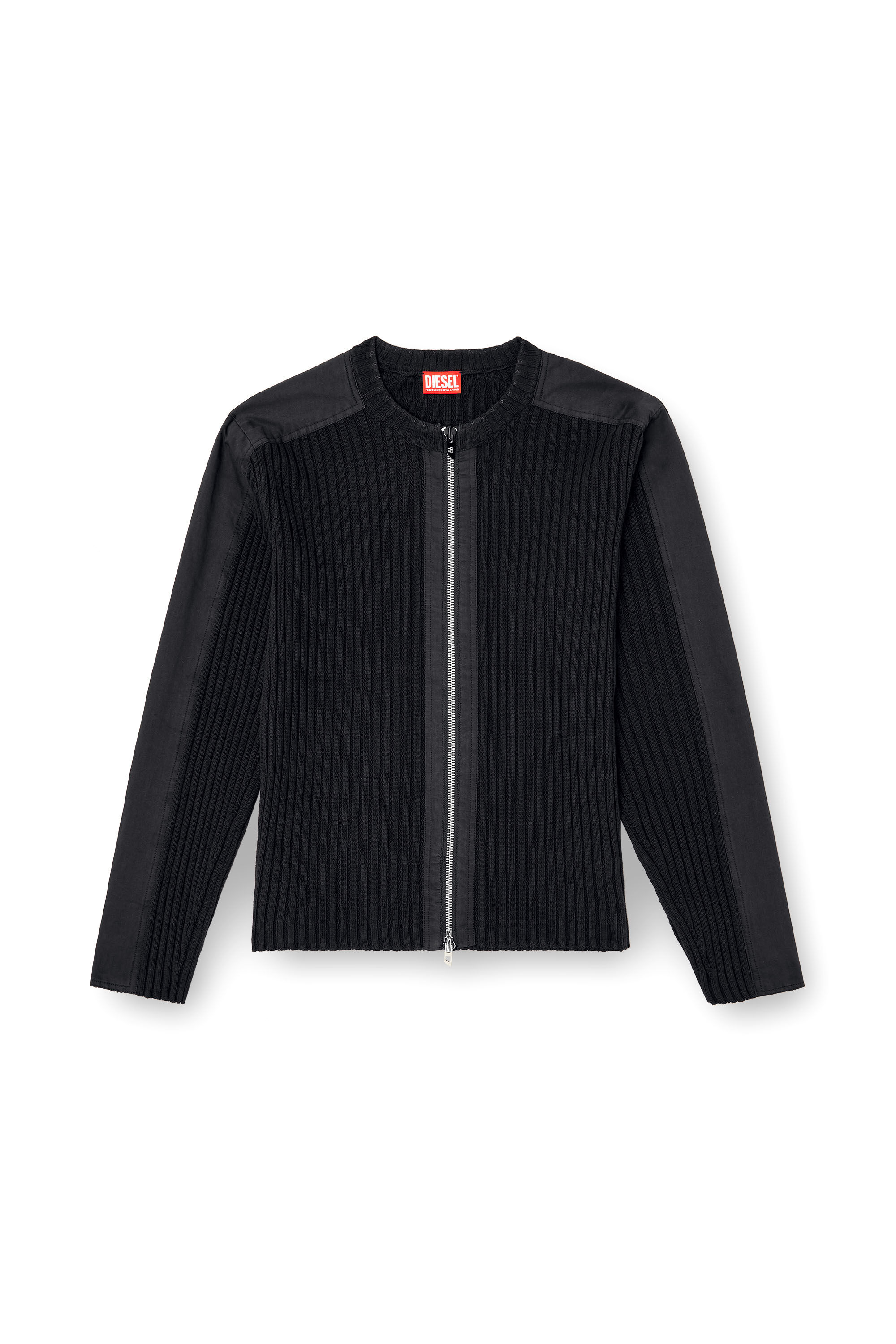 Men's Zipped cardigan with utilitarian panels | Black | Diesel