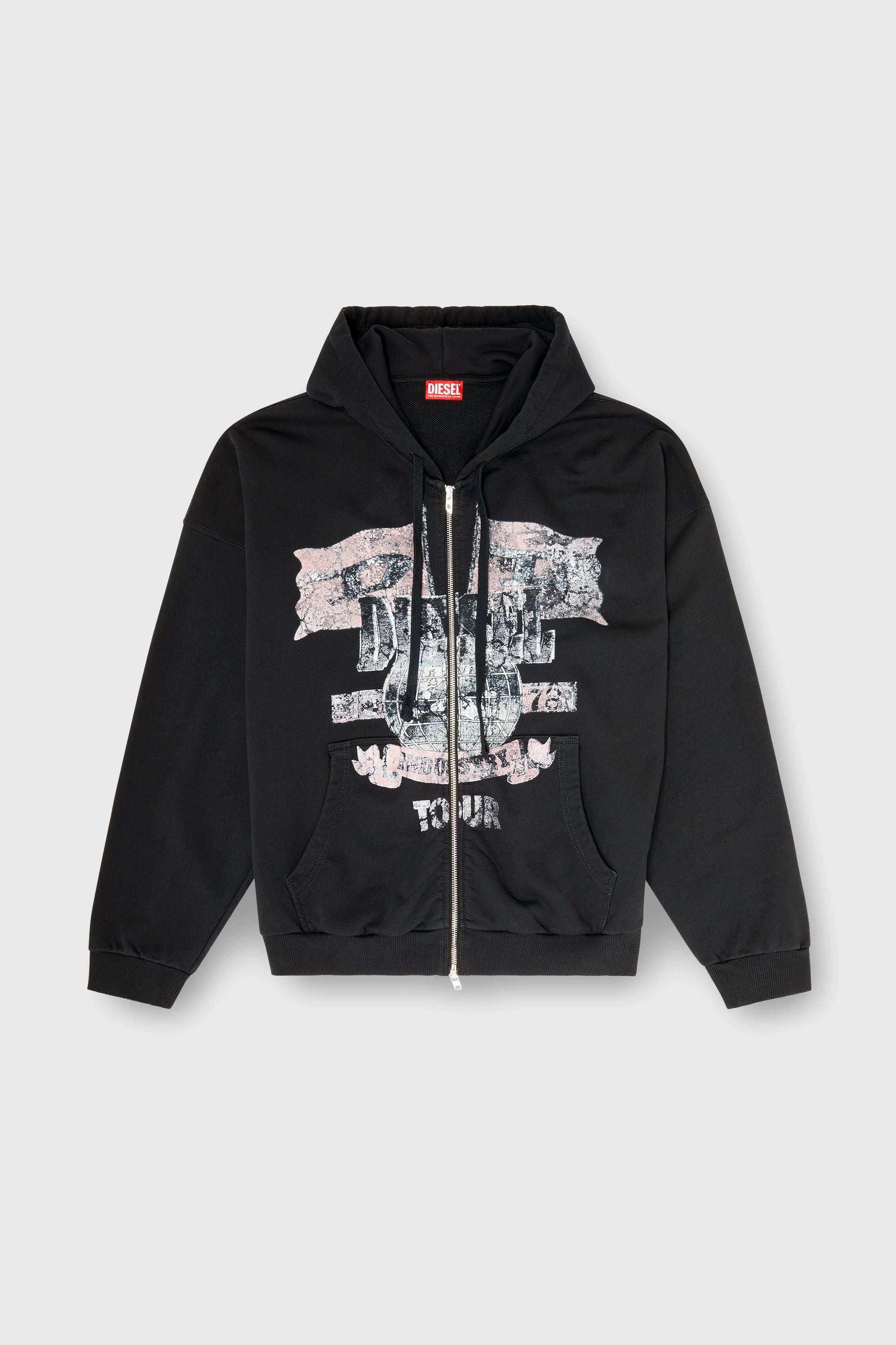Diesel - S-WILL-ZIP, Man's Zip-up hoodie with concert graphics in null - 2