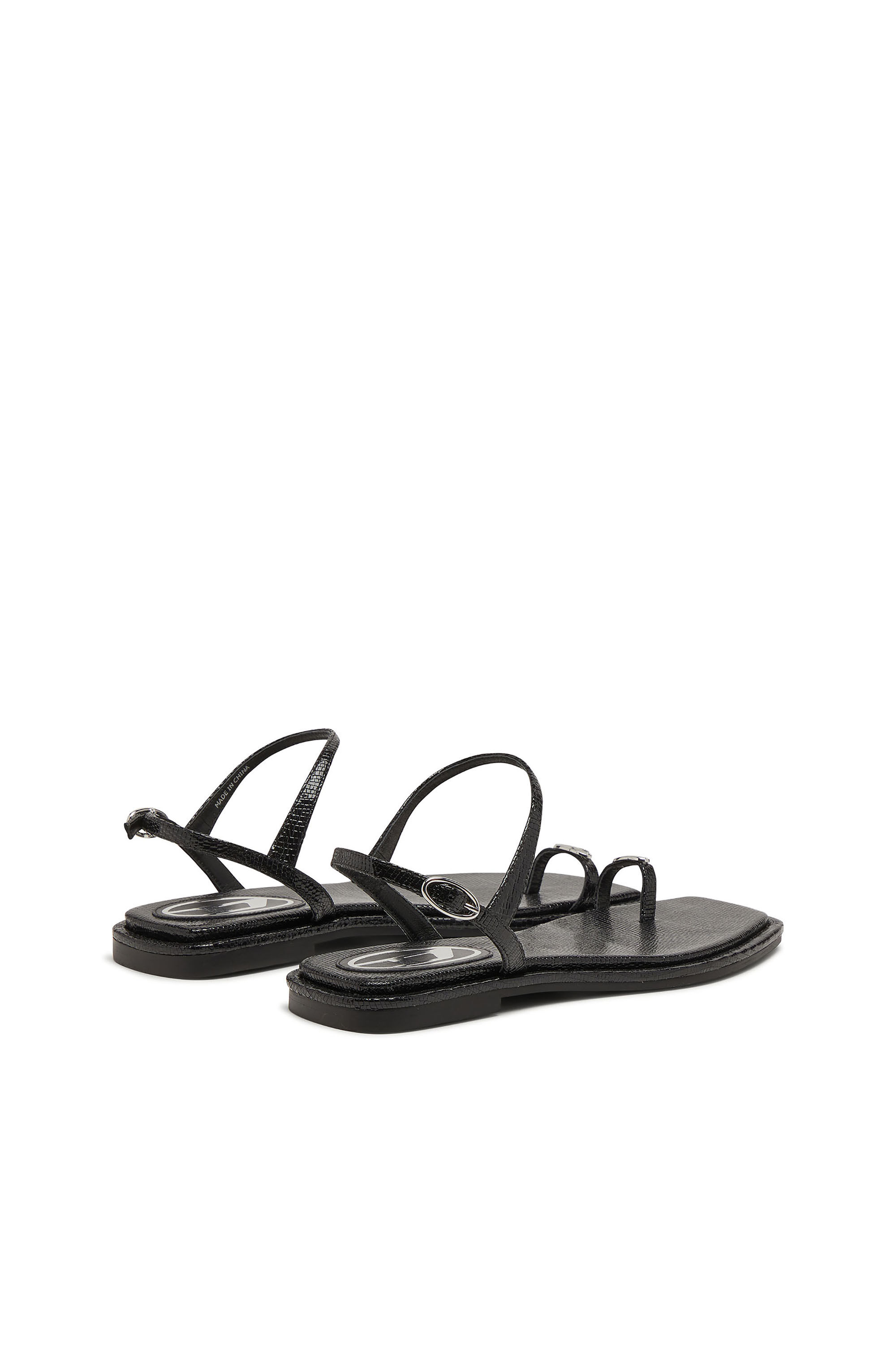 Diesel - D-AMBER INFRA 0, Woman's D-AMBER - Sandal in leather with metallic logo in Black - 3