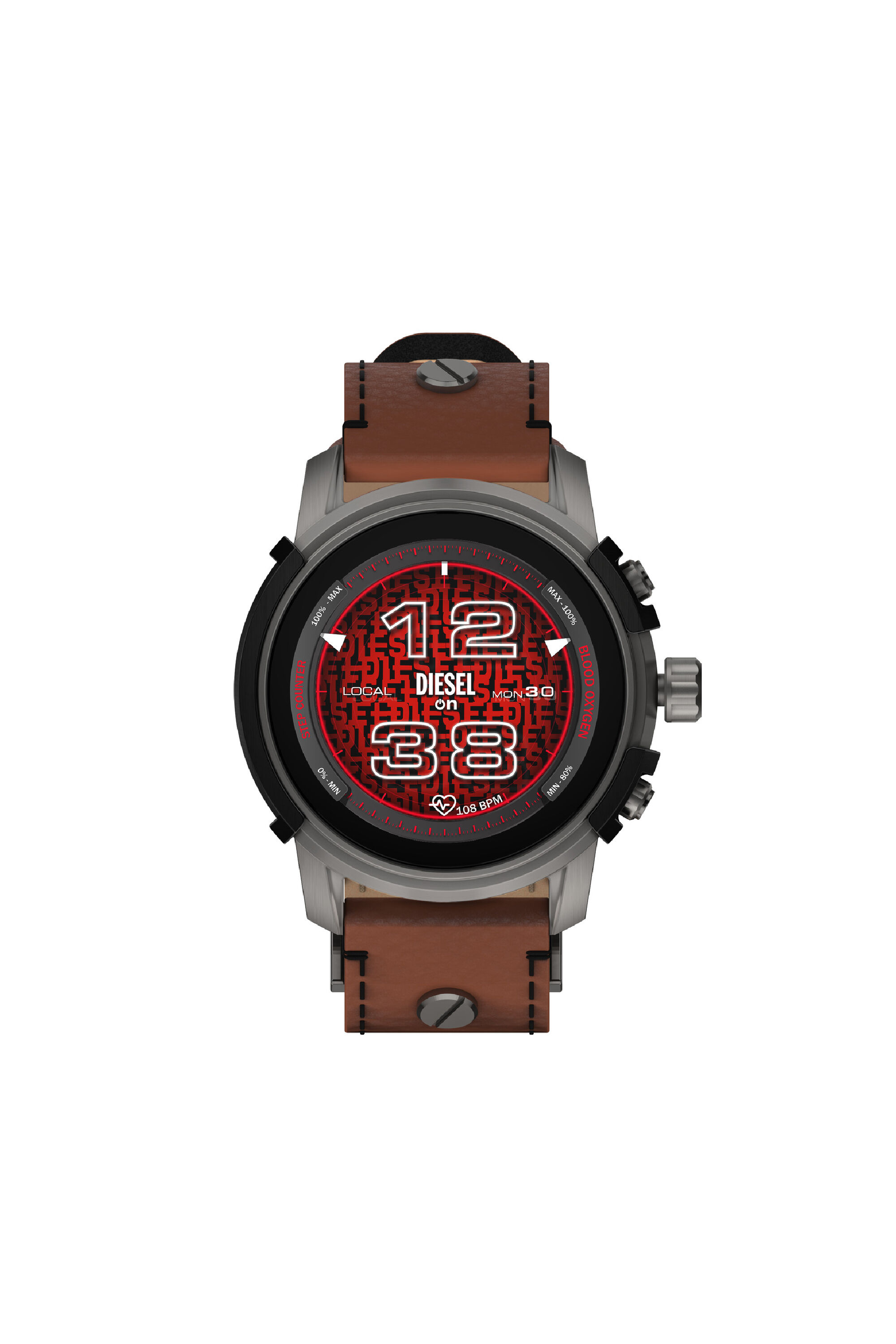 Men's Griffed leather smartwatch | Brown | Diesel FI