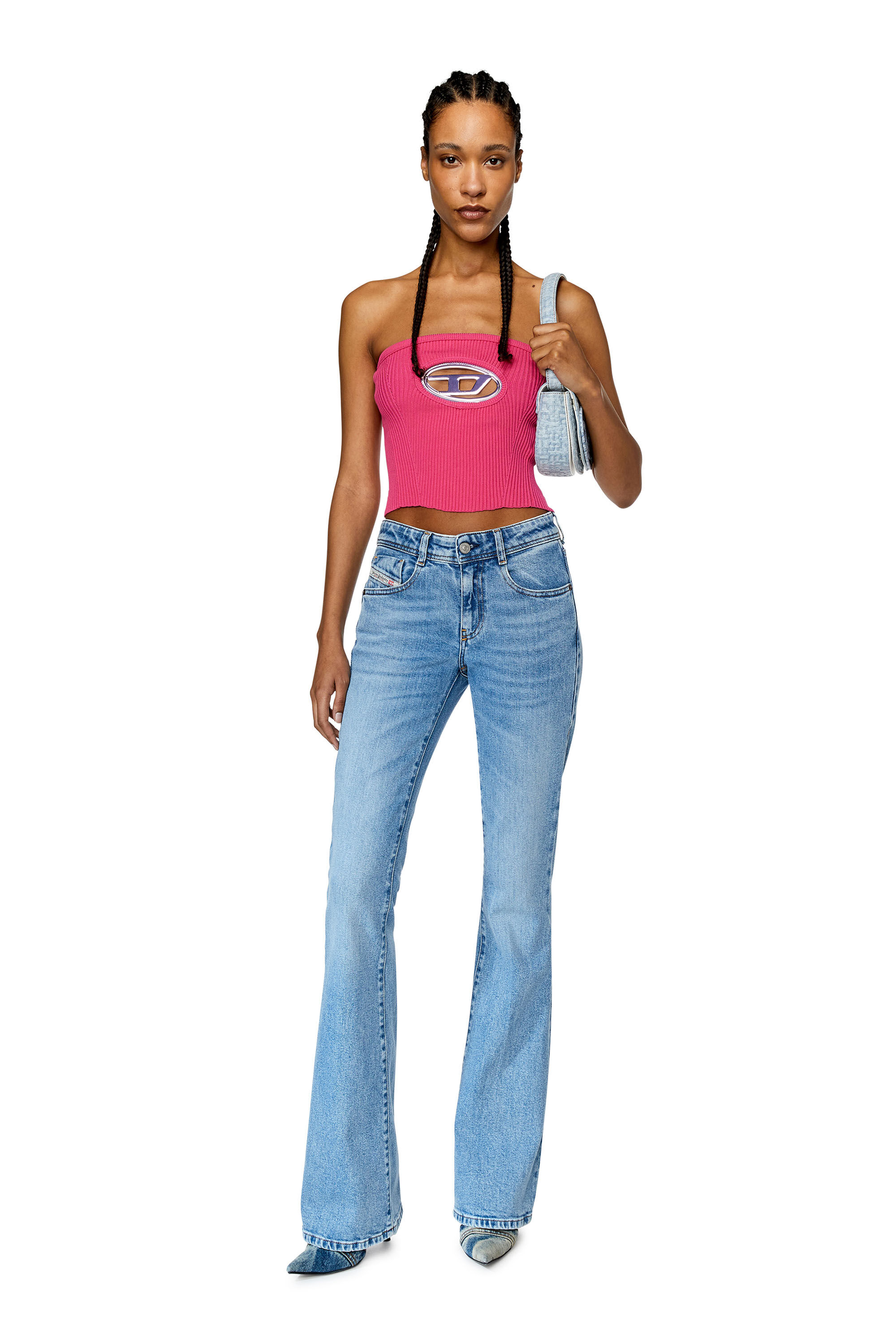 人気ブランドからコーディネートを探す Women's Bandeau top with oval D plaque | Pink | Diesel トップス